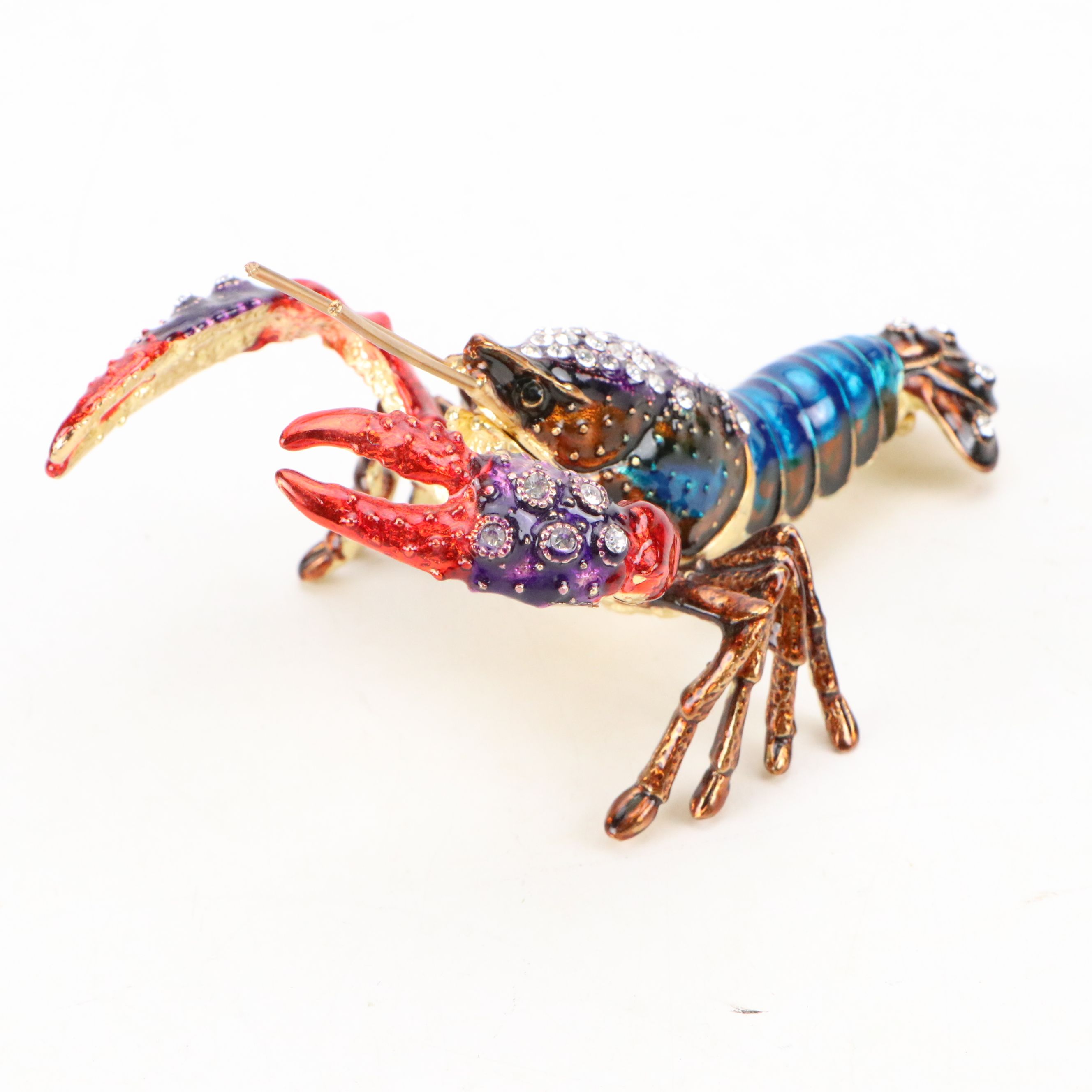 Enamel Metal Lobster, Fish, and Pelican Decorative Boxes