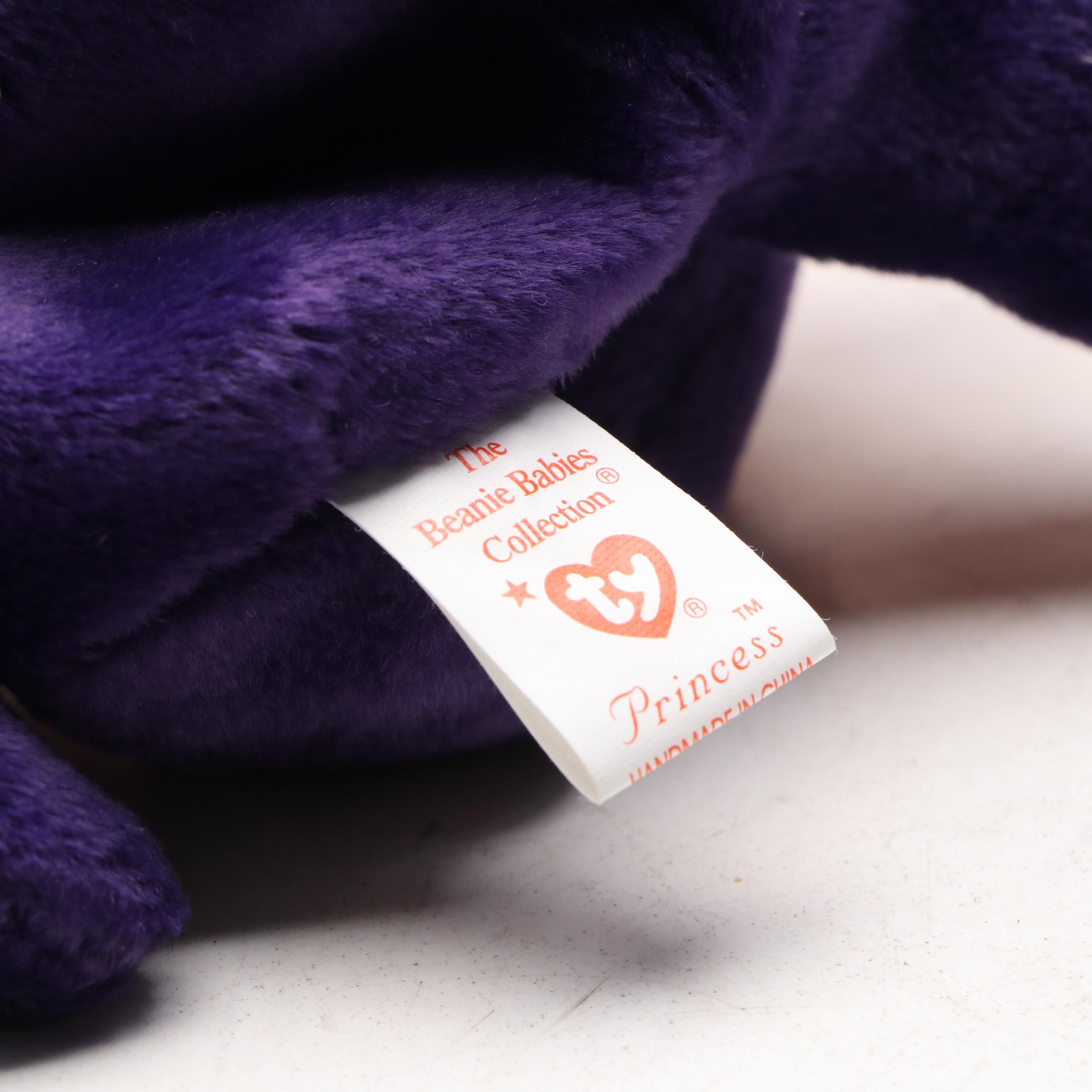 Ty "Princess," "Valentino," and "Bushy" Beanie Babies with Other Plush Bear