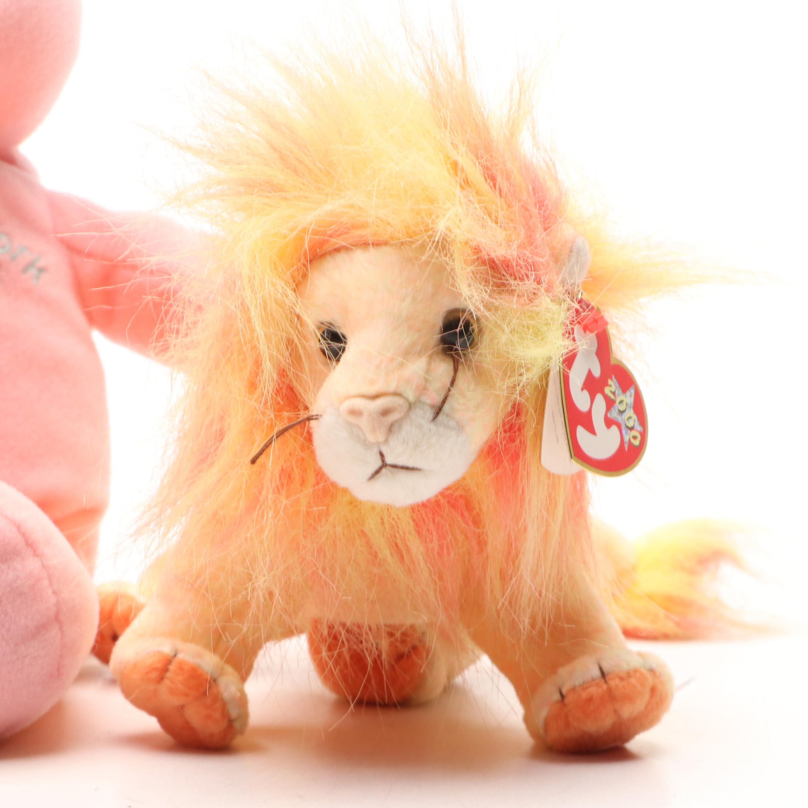 Ty "Princess," "Valentino," and "Bushy" Beanie Babies with Other Plush Bear