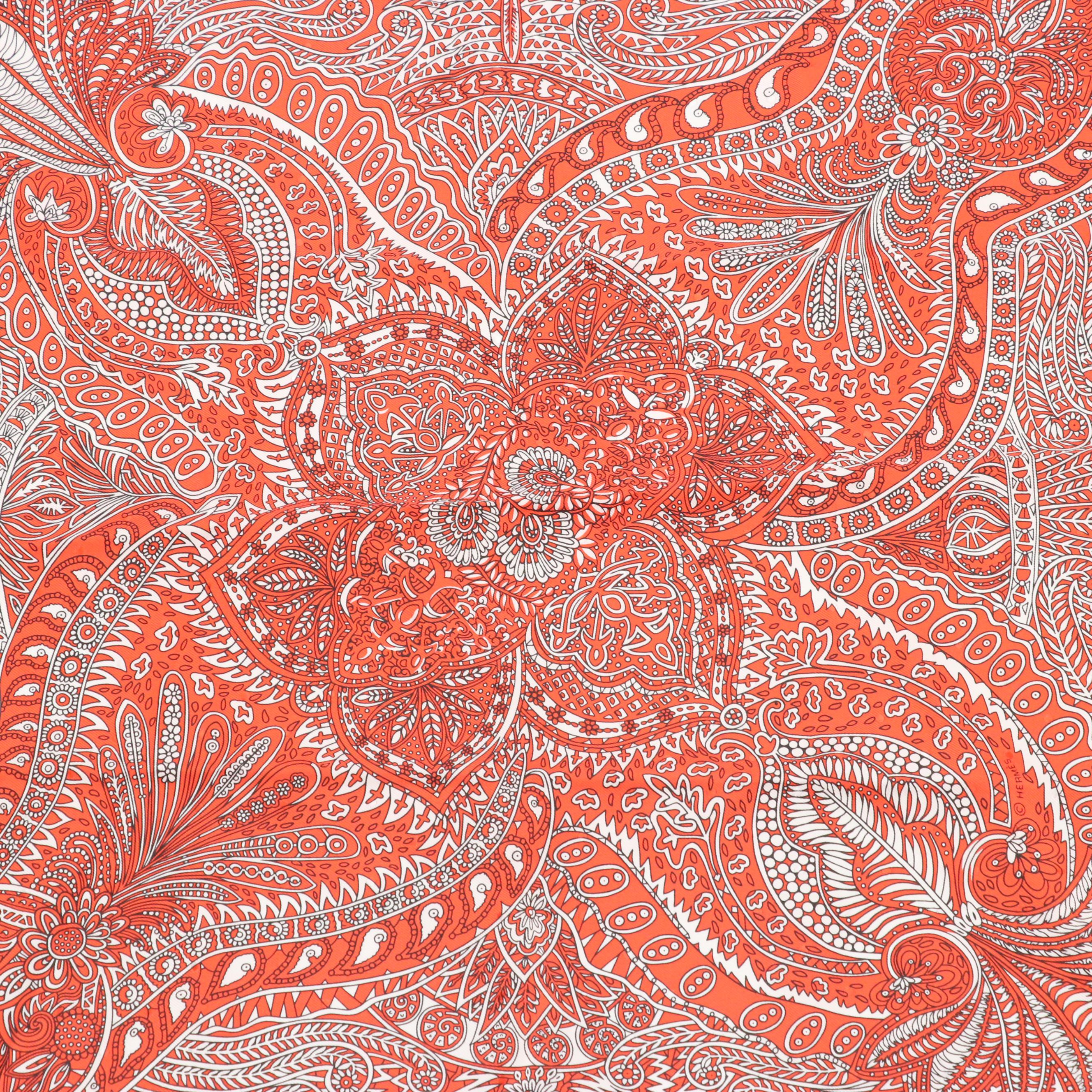Hermès "Peuple du Vent" Silk Jacquard Bandana Scarf 55