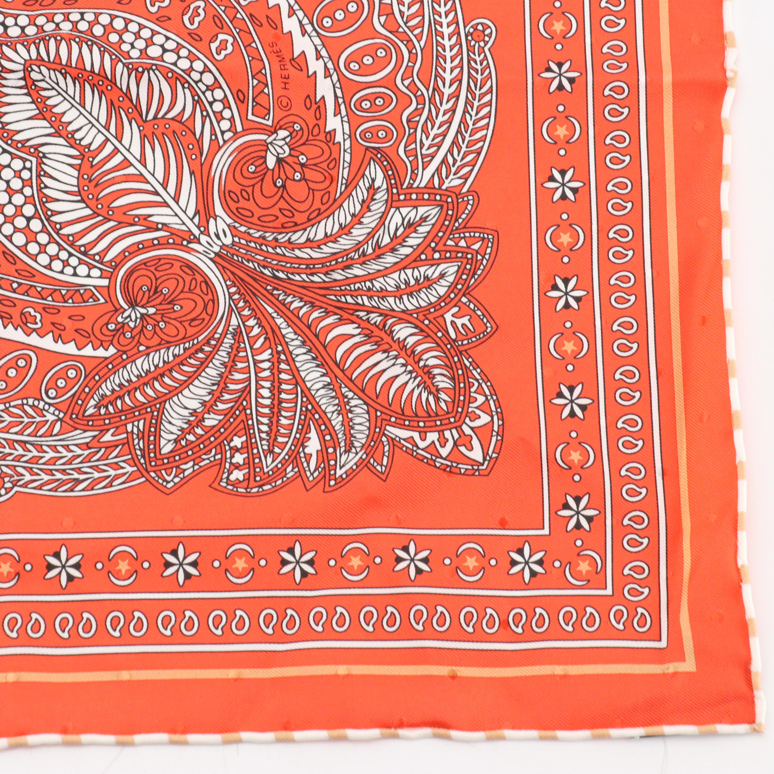 Hermès "Peuple du Vent" Silk Jacquard Bandana Scarf 55