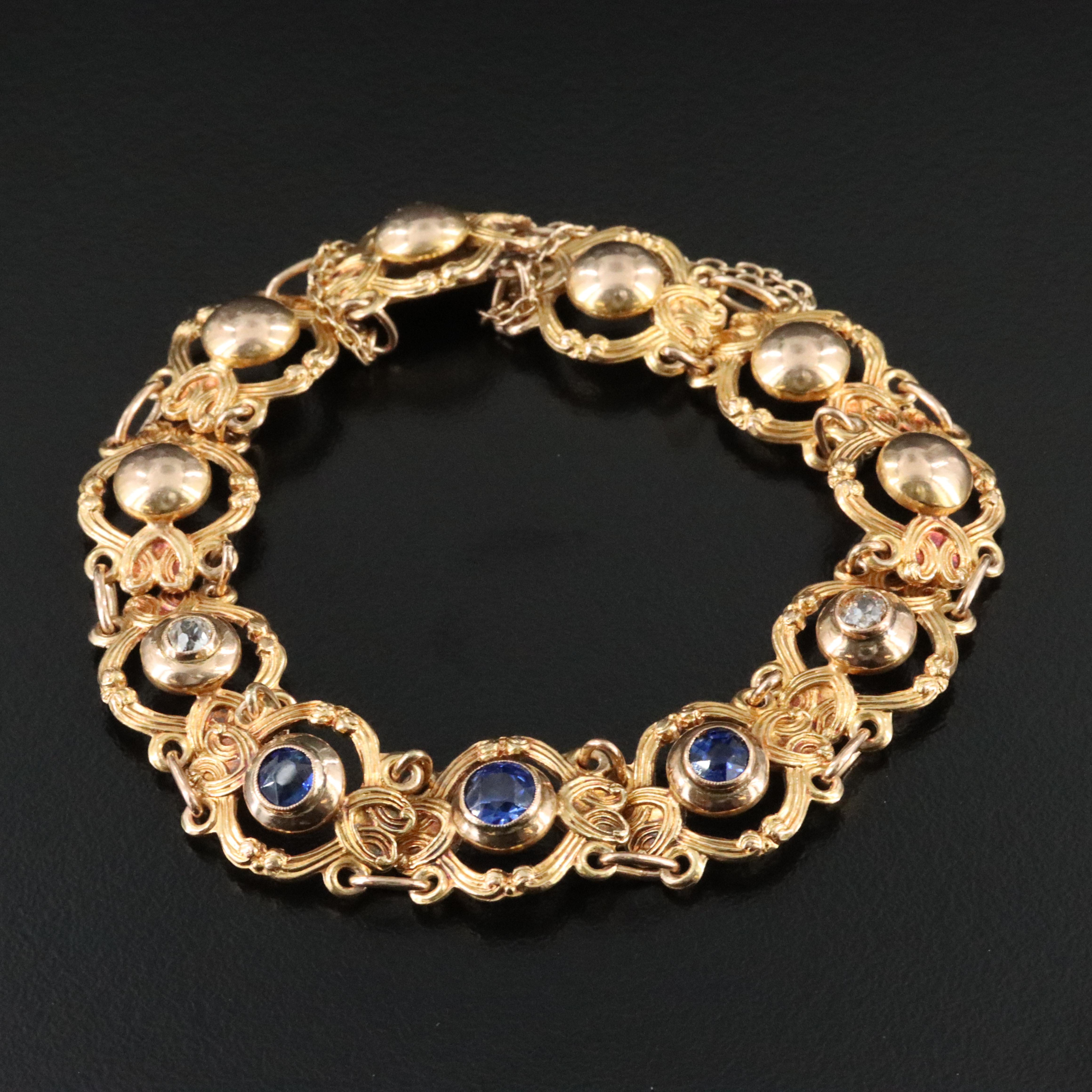 Vintage 10K Sapphire and Diamond Bracelet