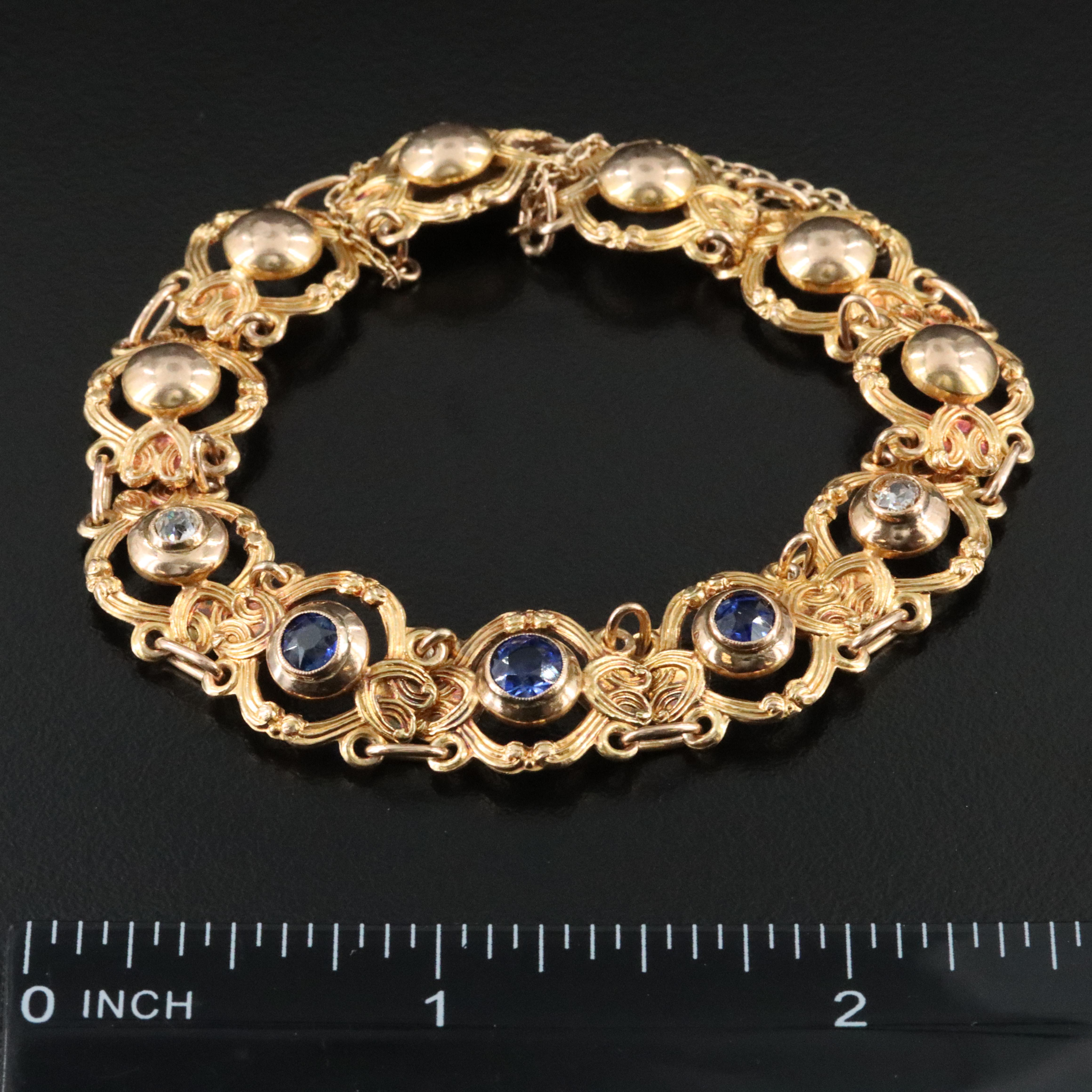 Vintage 10K Sapphire and Diamond Bracelet