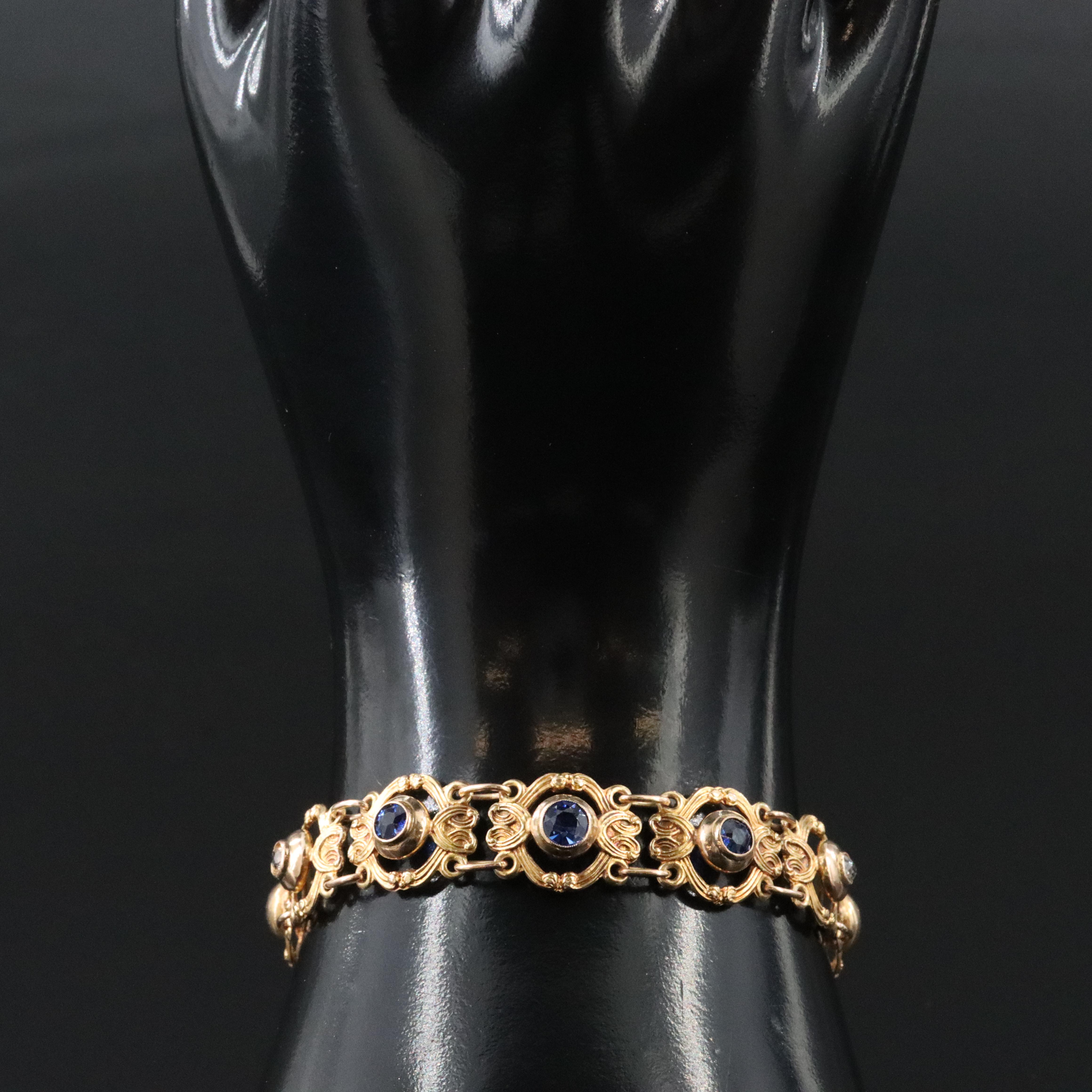 Vintage 10K Sapphire and Diamond Bracelet