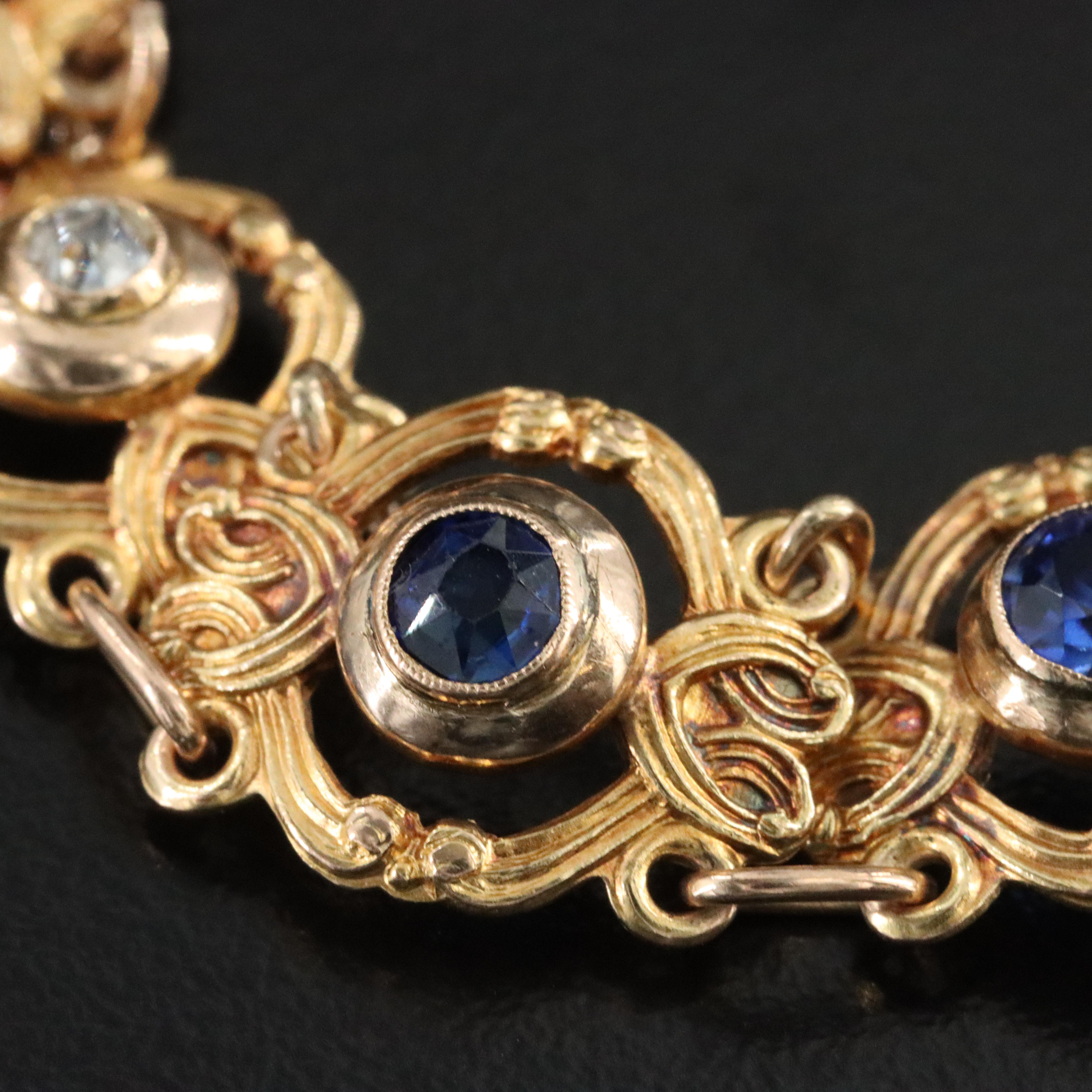 Vintage 10K Sapphire and Diamond Bracelet