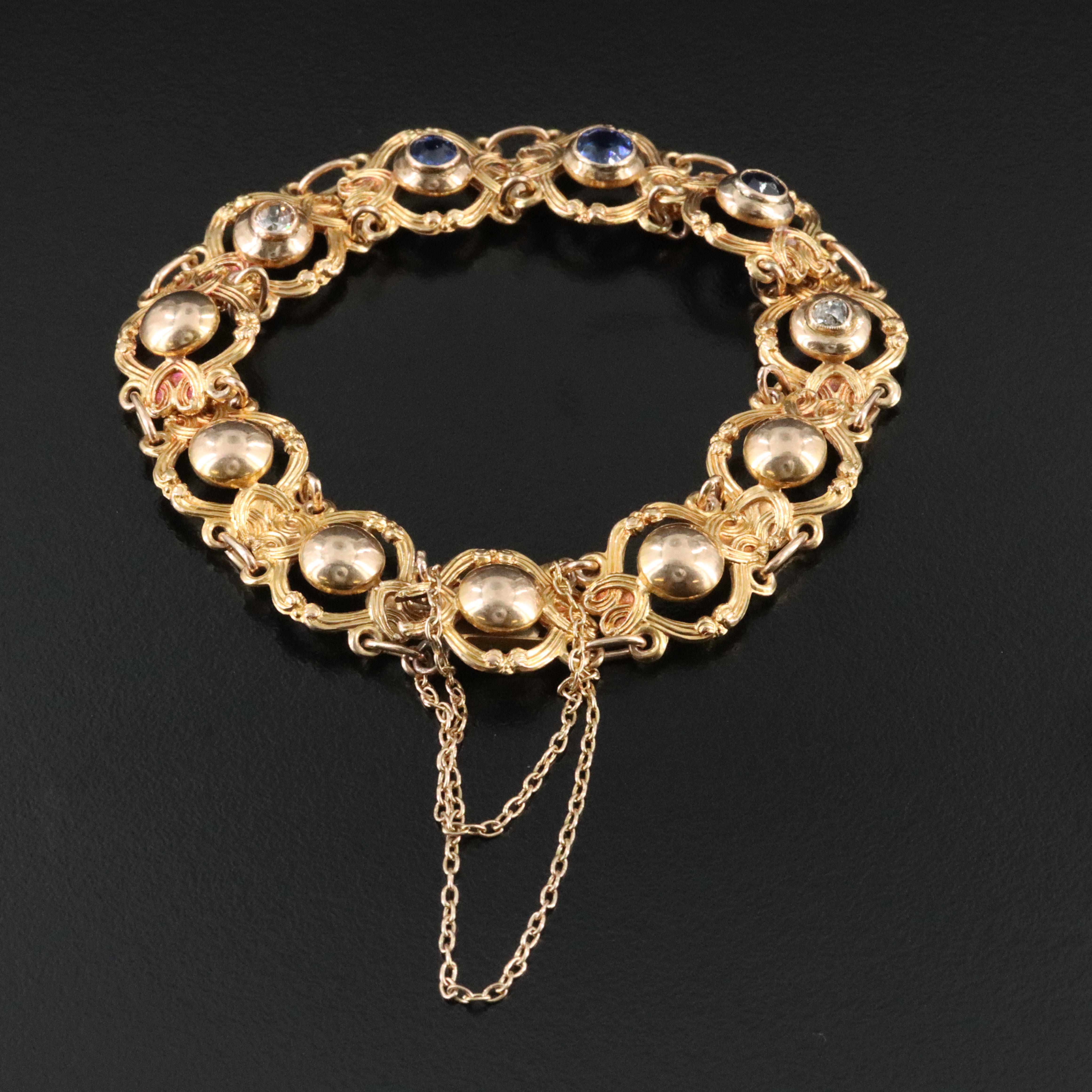 Vintage 10K Sapphire and Diamond Bracelet