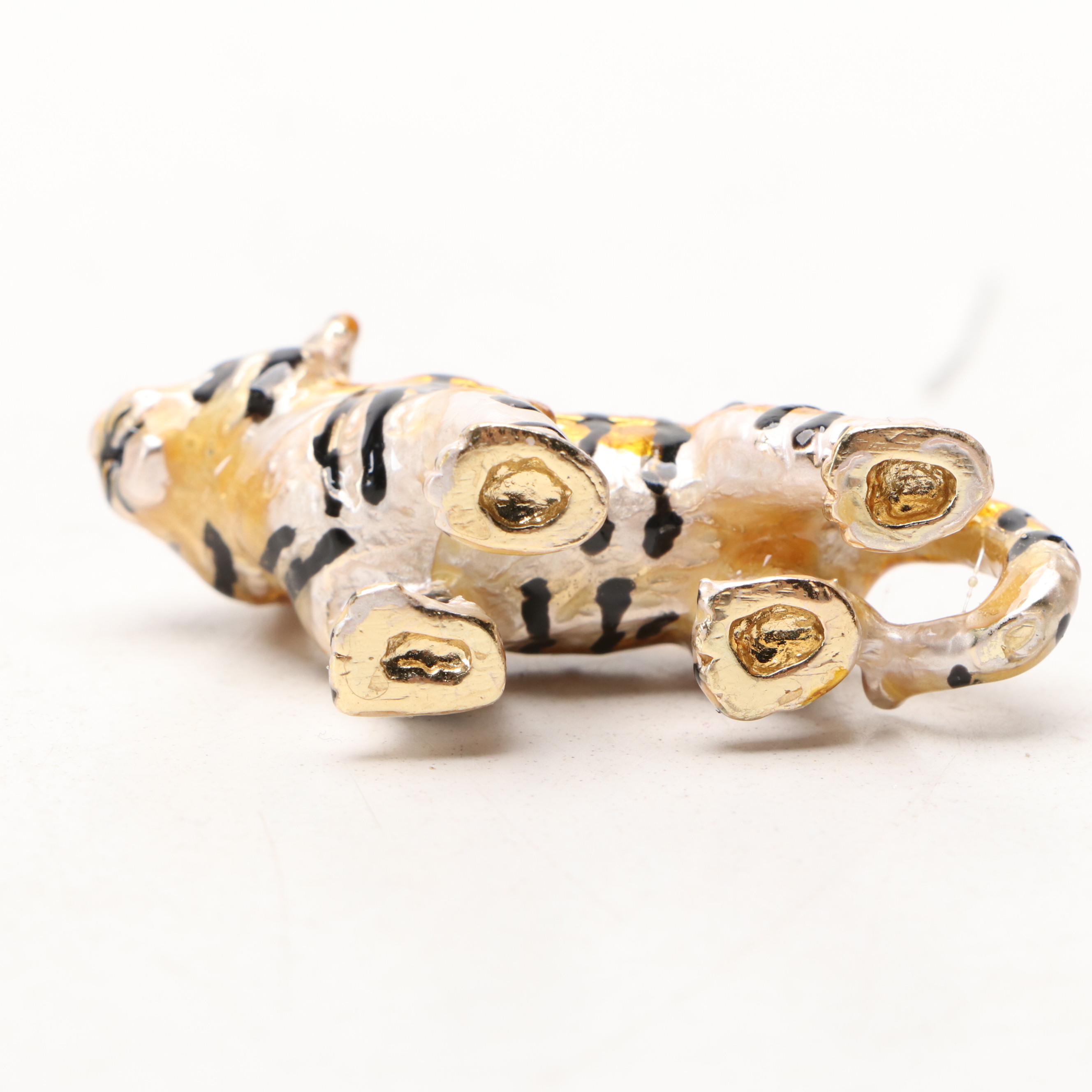 Enamel Tiger, Elephant, and Leopard Decorative Boxes