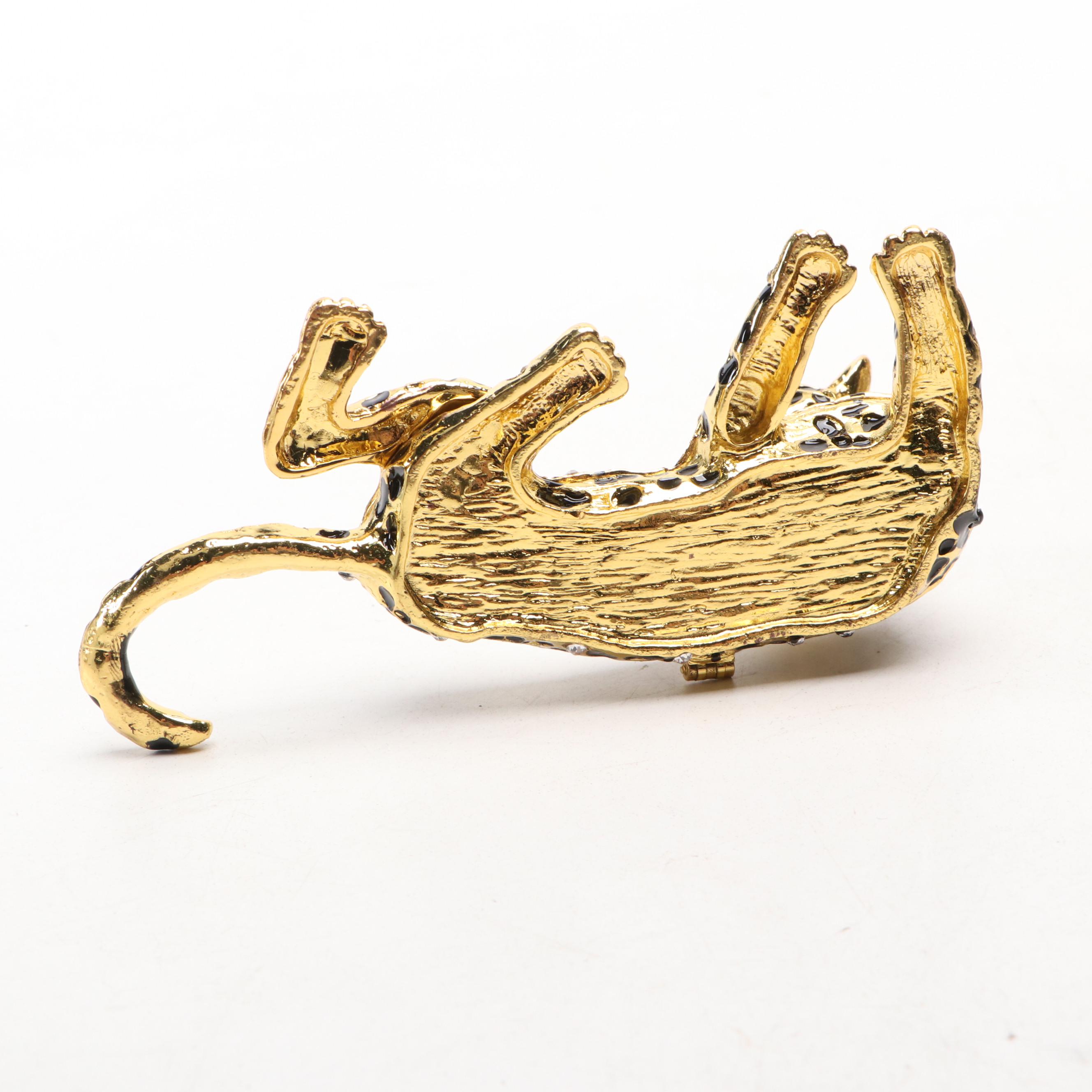 Enamel Tiger, Elephant, and Leopard Decorative Boxes