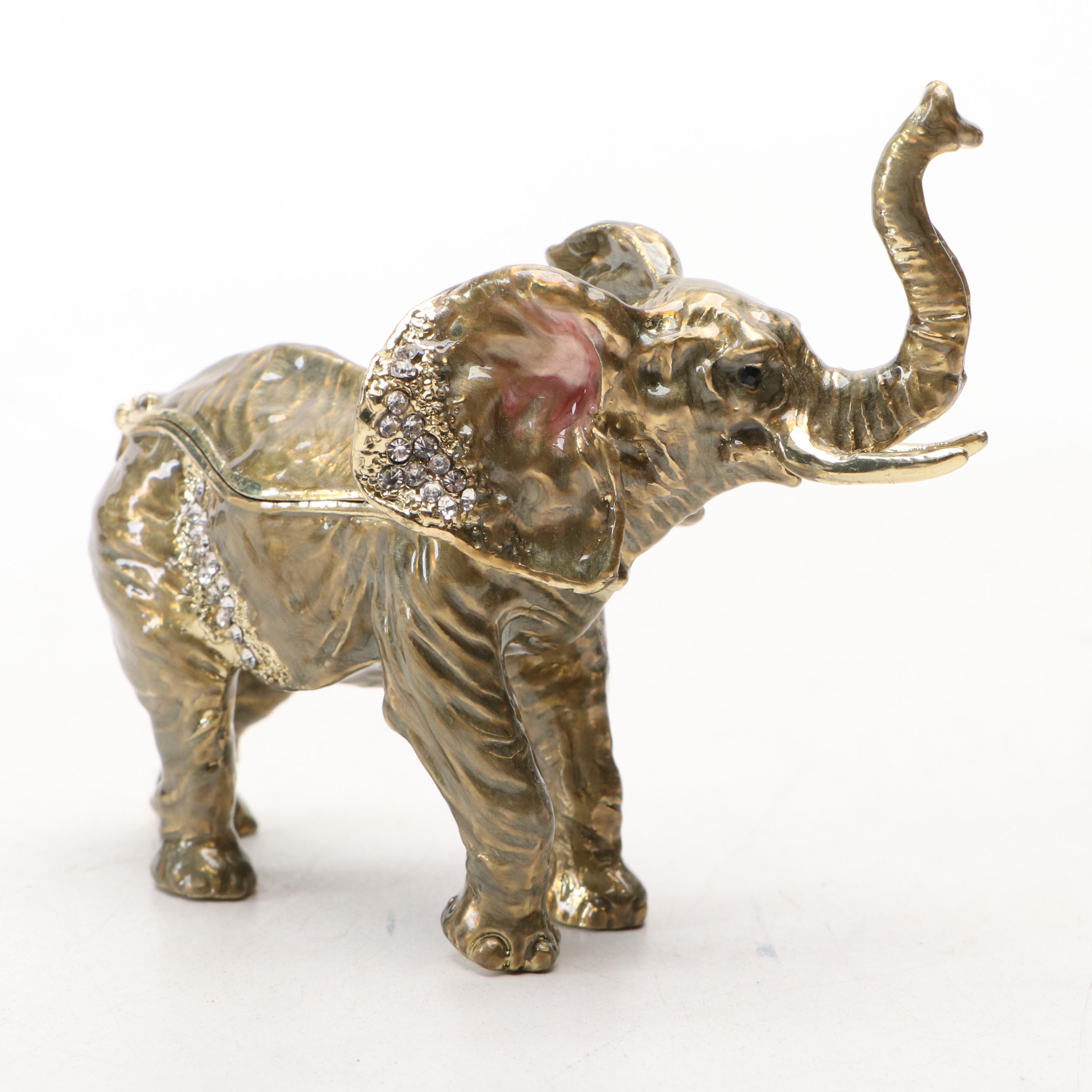 Enamel Tiger, Elephant, and Leopard Decorative Boxes