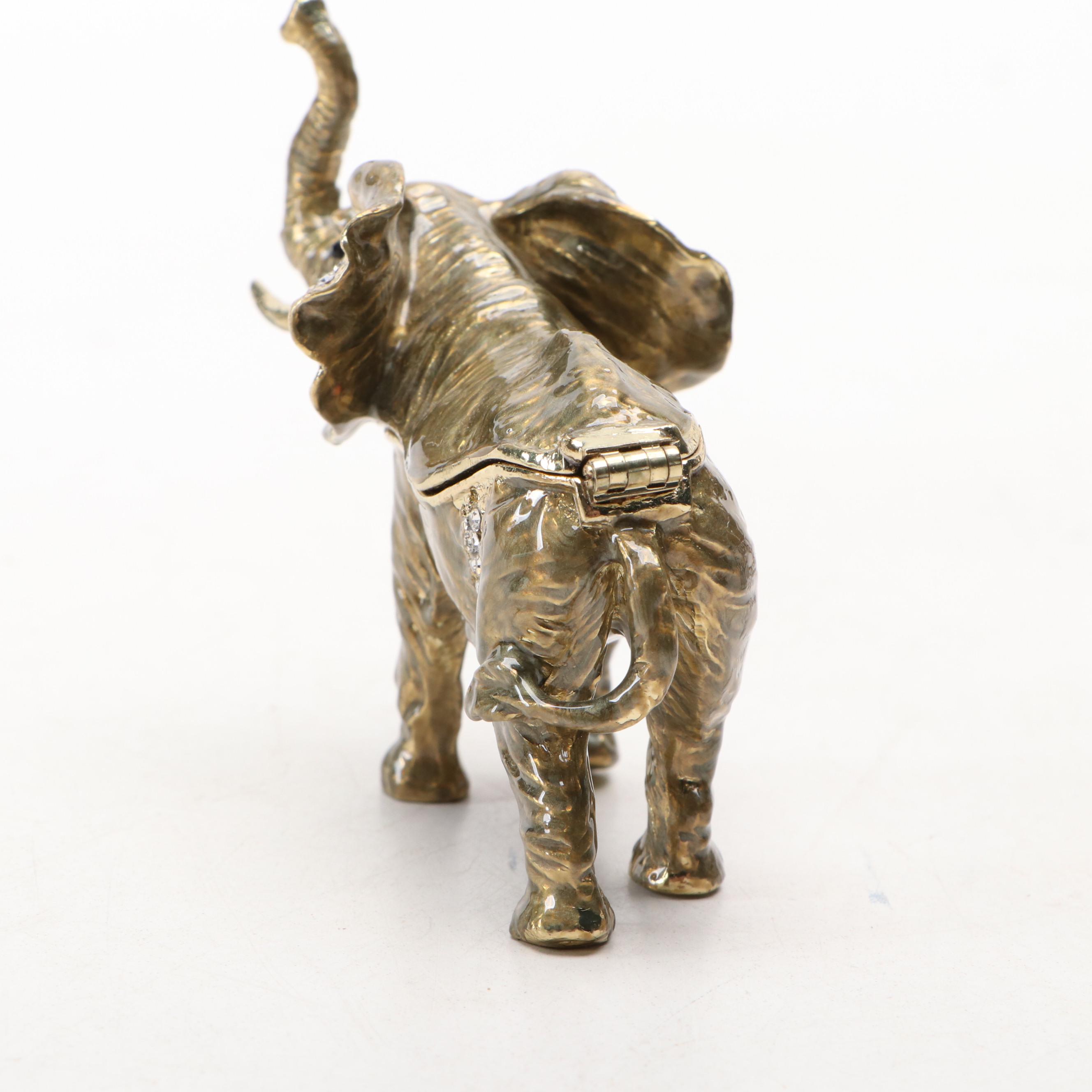 Enamel Tiger, Elephant, and Leopard Decorative Boxes