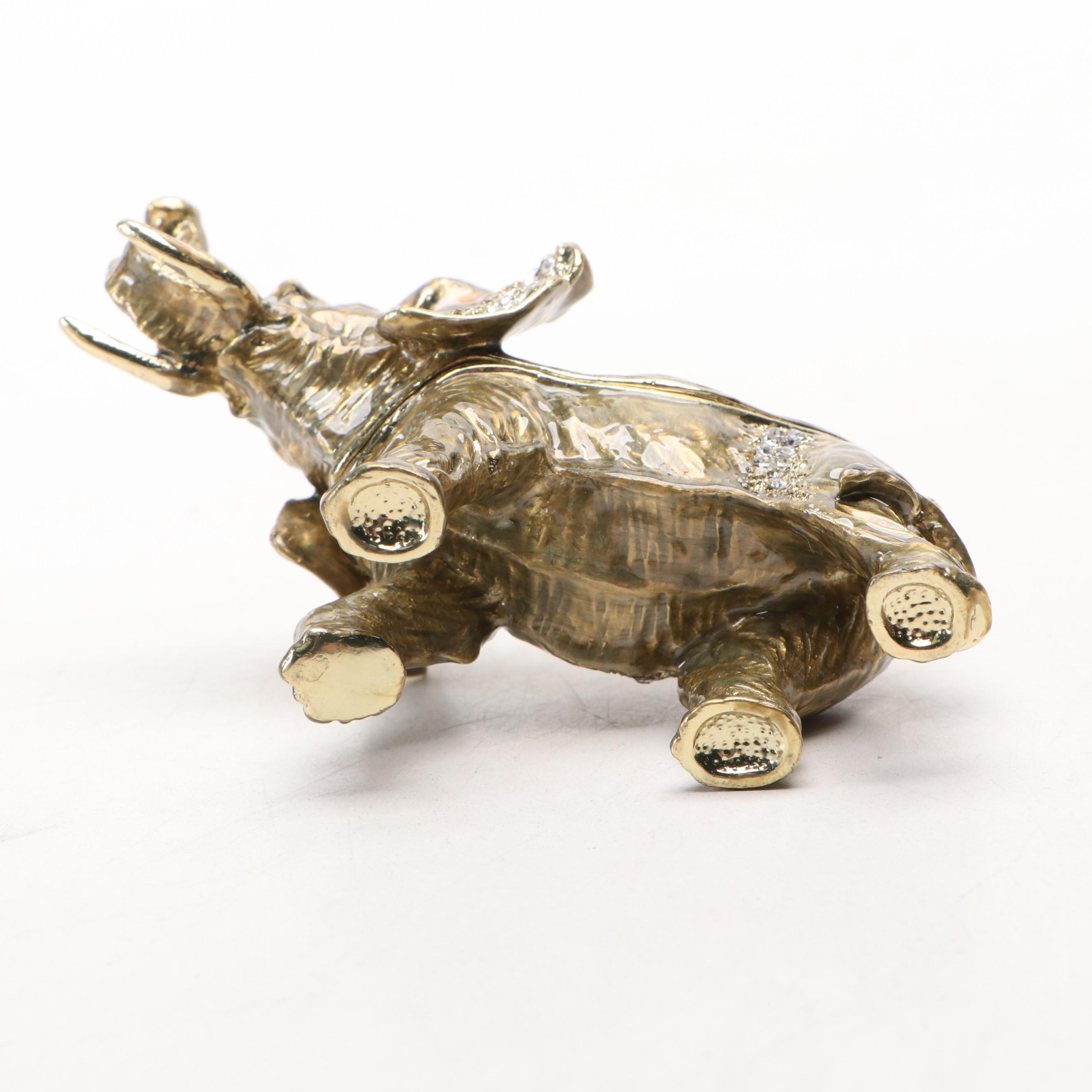 Enamel Tiger, Elephant, and Leopard Decorative Boxes