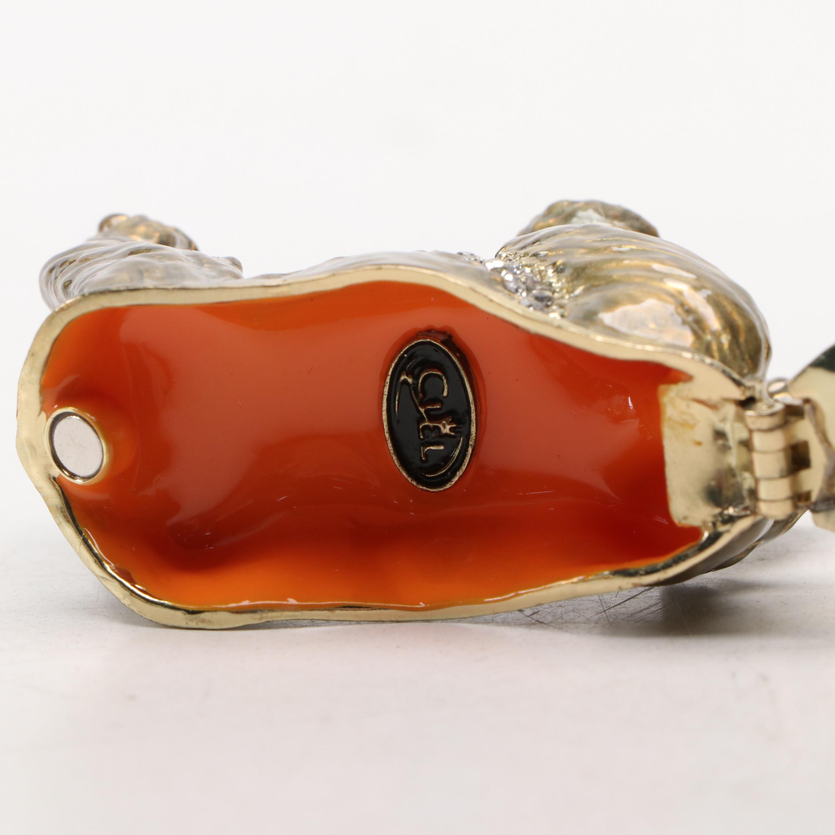 Enamel Tiger, Elephant, and Leopard Decorative Boxes