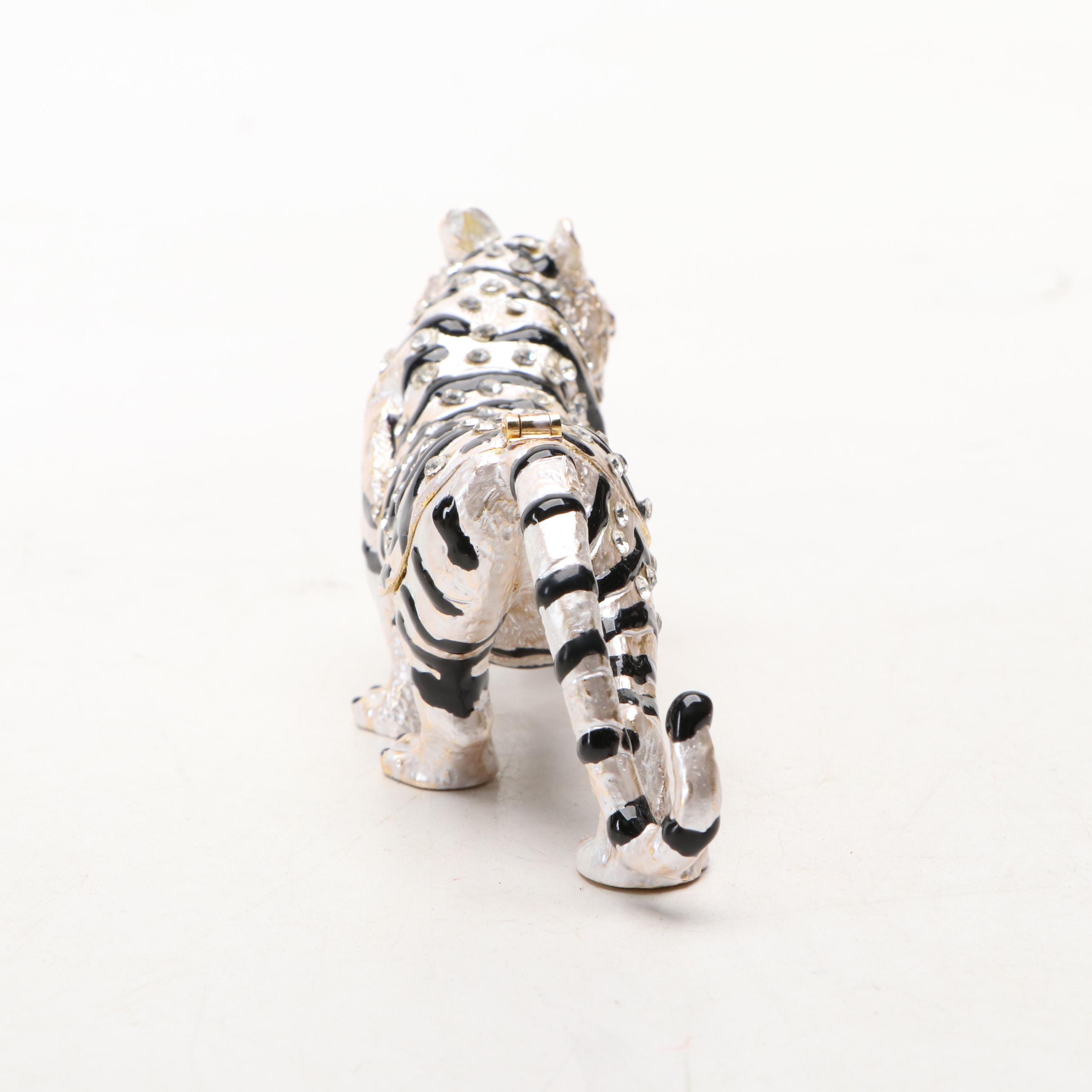 Enamel Tiger, Elephant, and Leopard Decorative Boxes