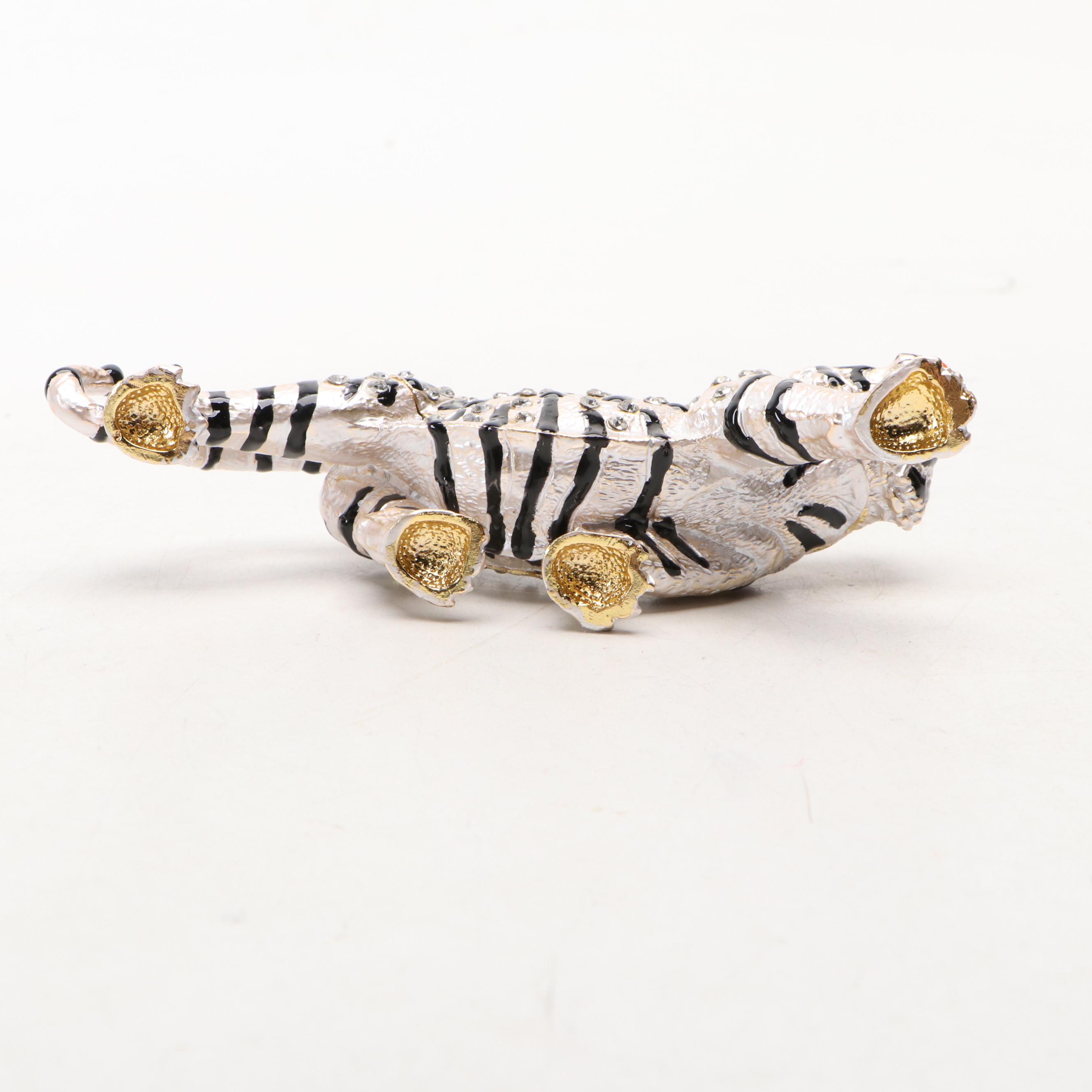 Enamel Tiger, Elephant, and Leopard Decorative Boxes