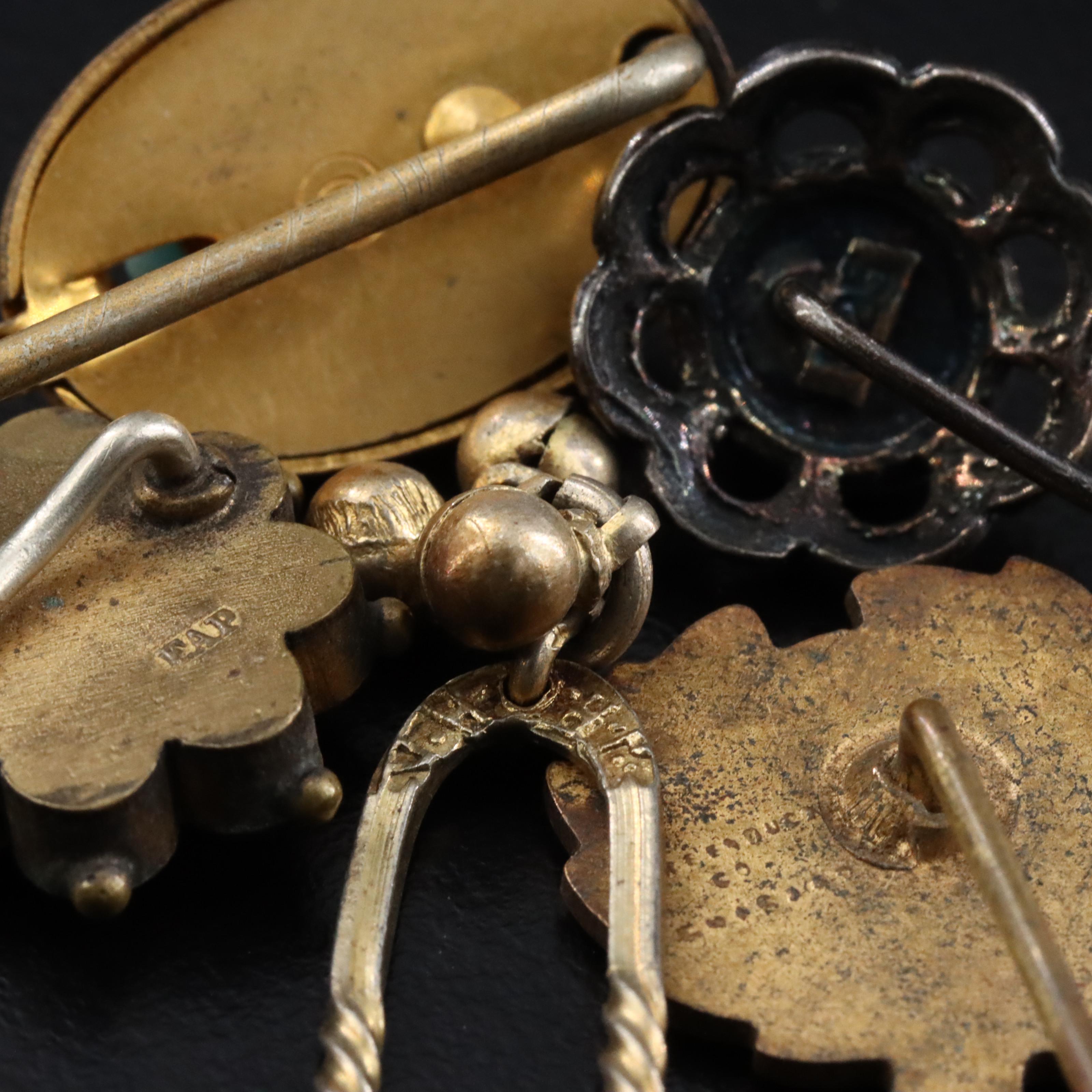 Stick Pin Collection Featuring 14K, 10K, Diamonds, Abalone and Coral