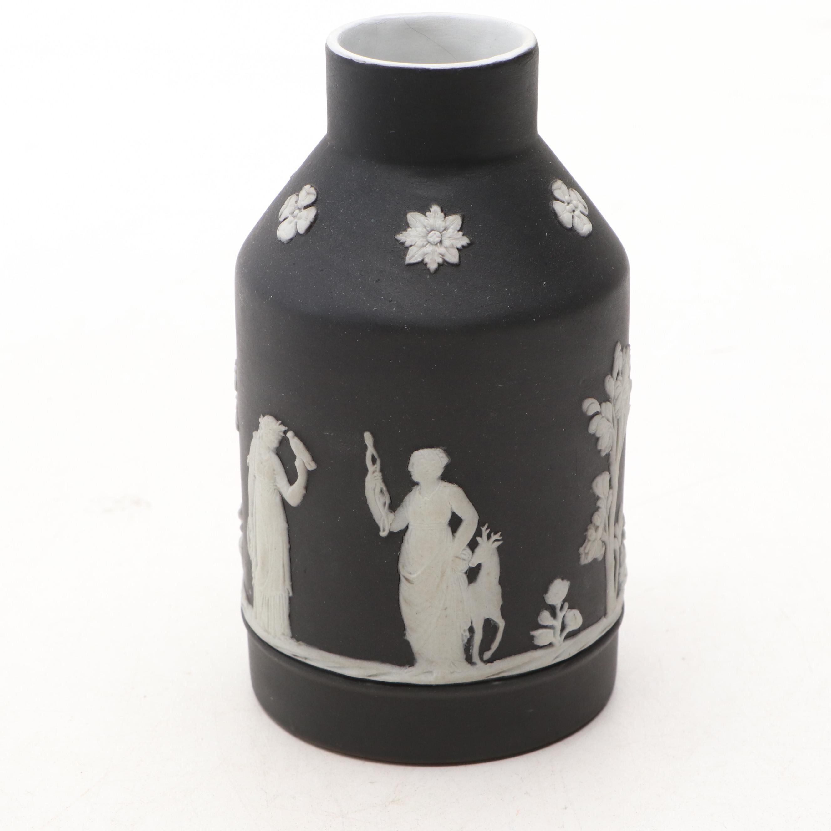 Wedgwood Black Jasperware Victorian Tea Caddy and Other Décor