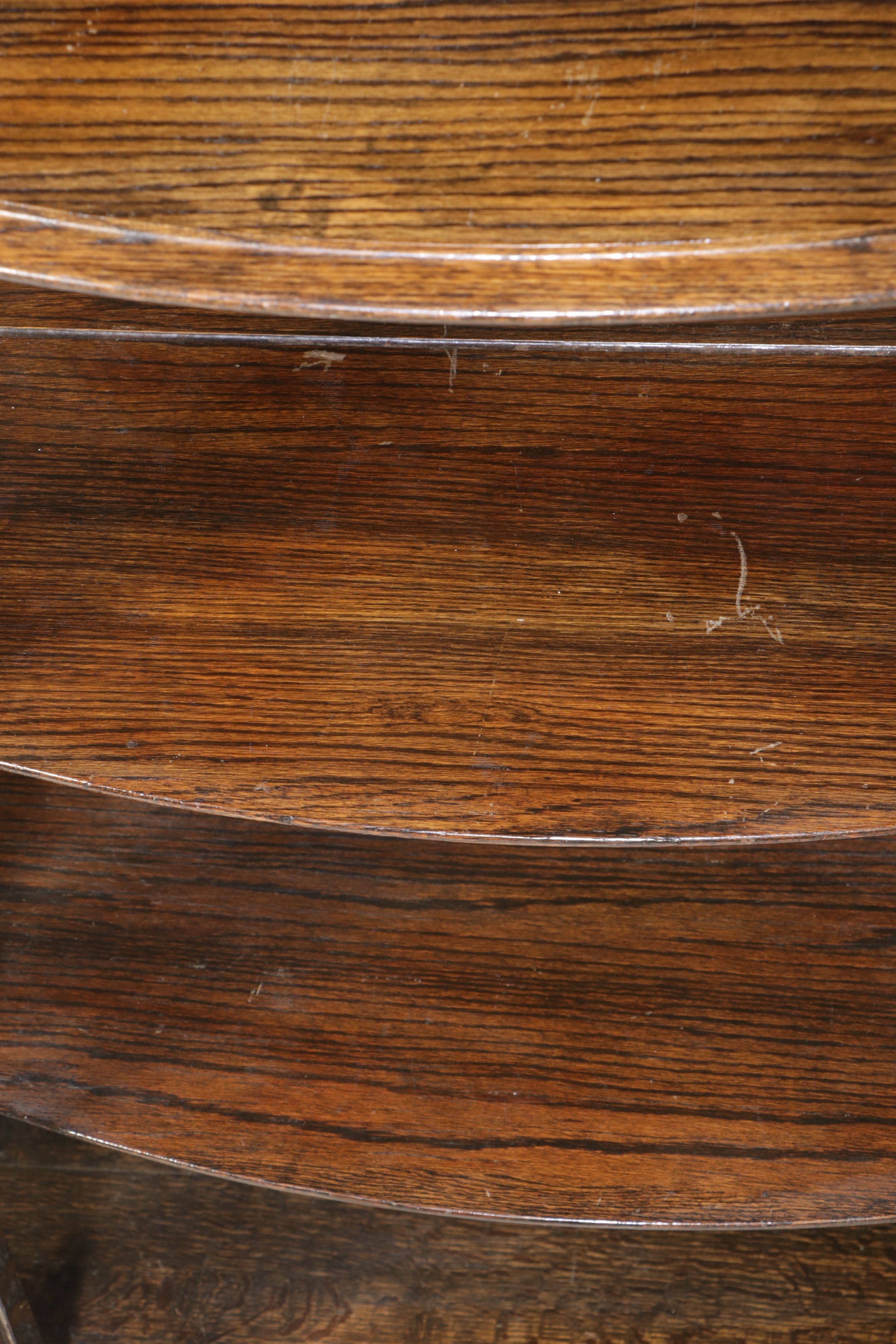 American Empire Style Oak and Curled Glass China Cabinet, Early 20th Century