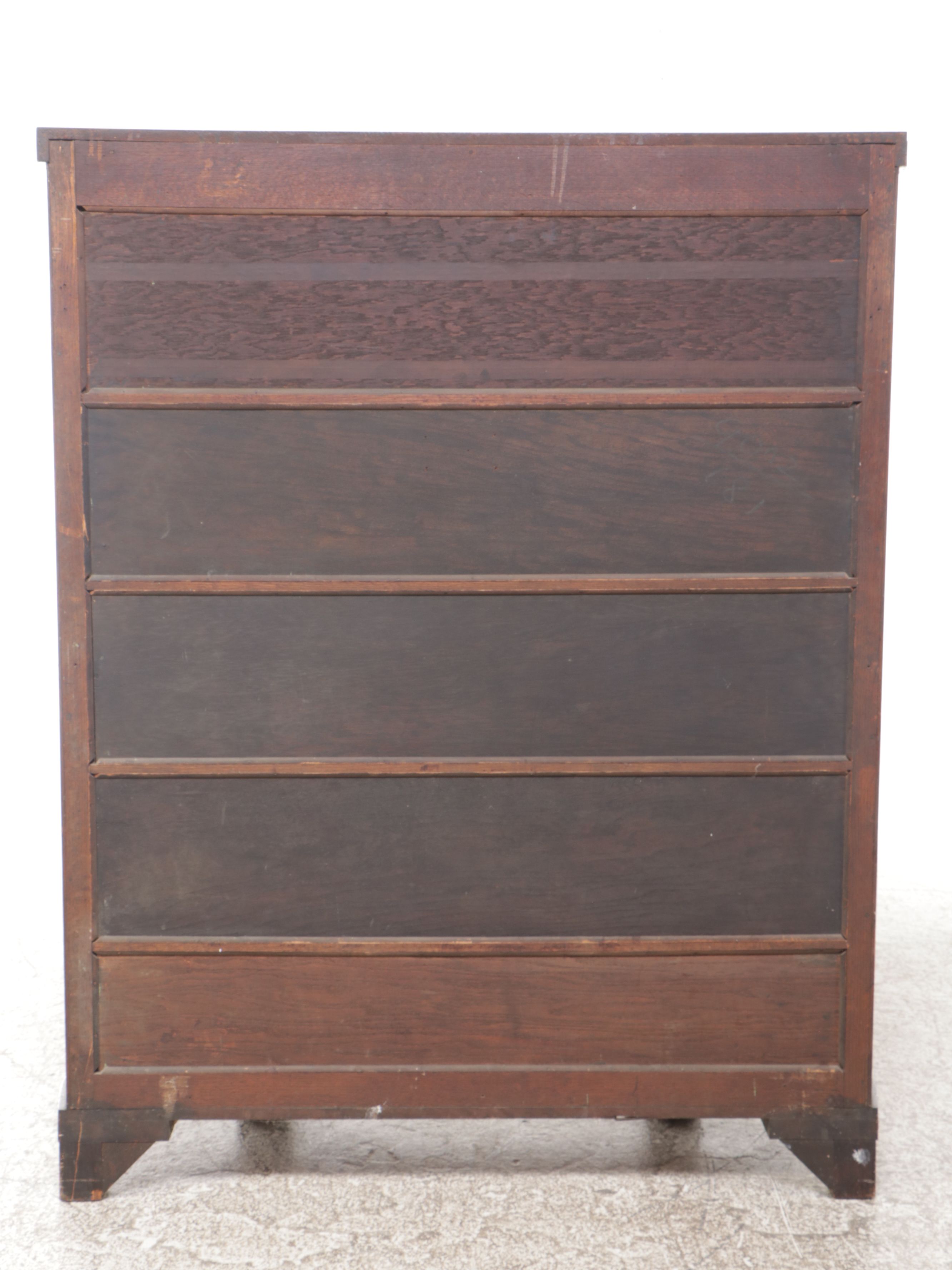 American Empire Style Oak and Curled Glass China Cabinet, Early 20th Century