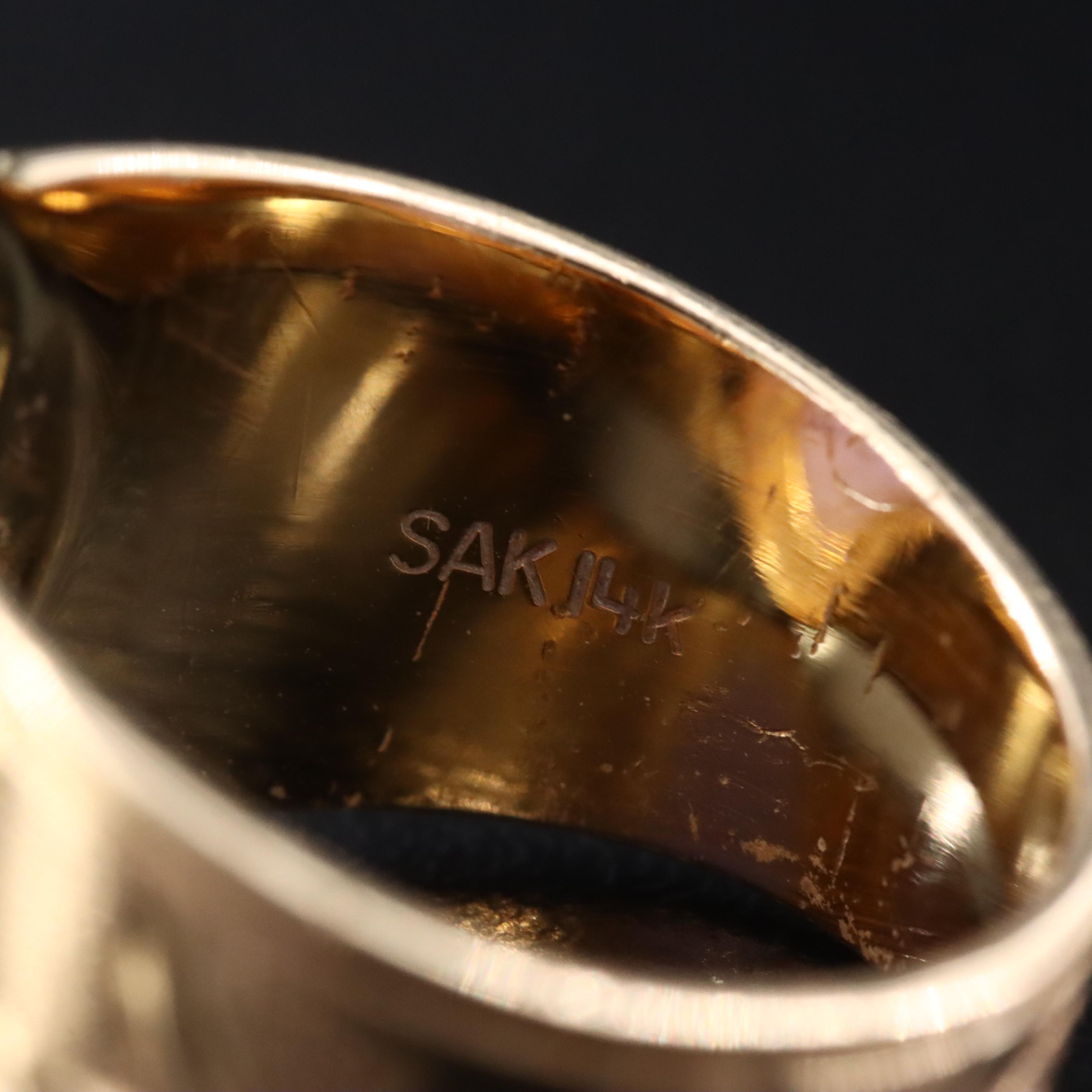 Vintage 14K Jadeite Ring with Foliate Engraved Shank