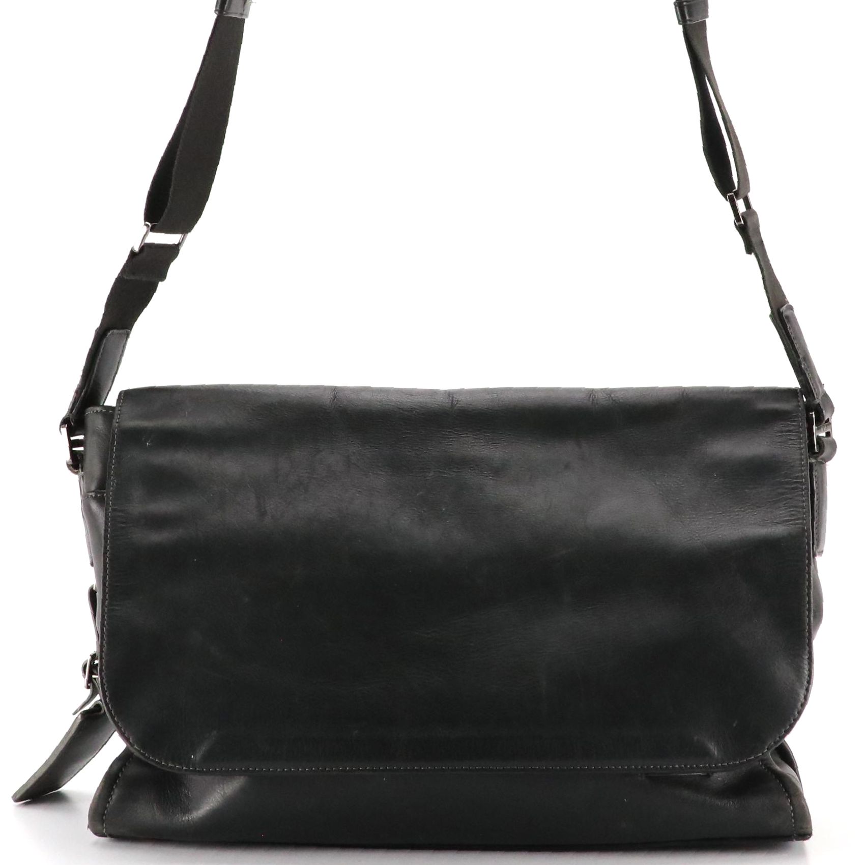 TUMI Black Leather Harrison Messenger Bag