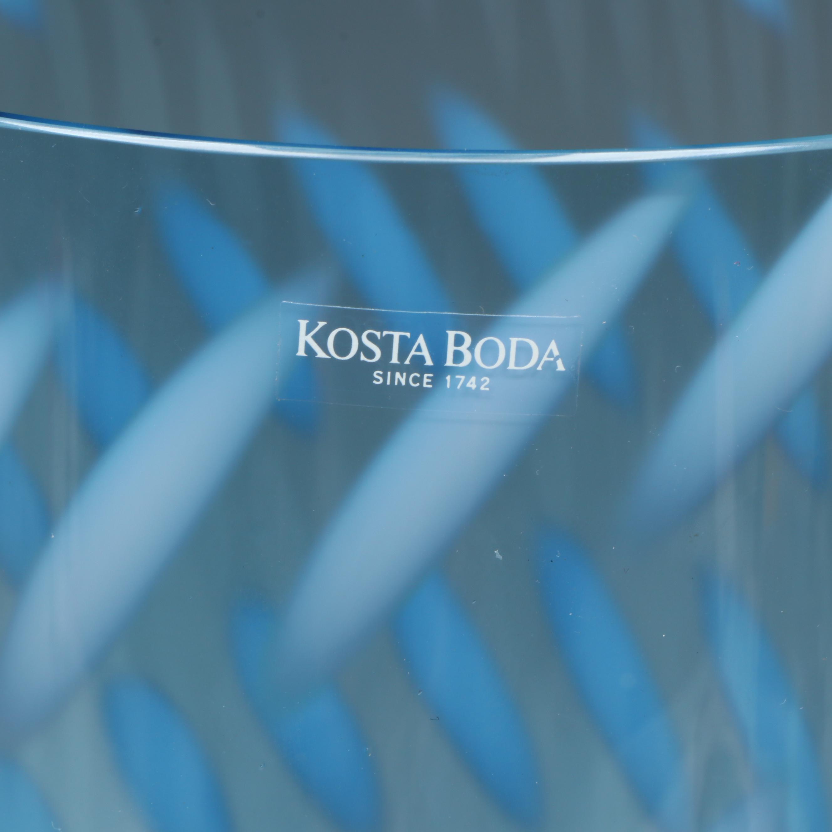 Ann Wahlstrom for Kosta Boda Blue Art Glass Vase