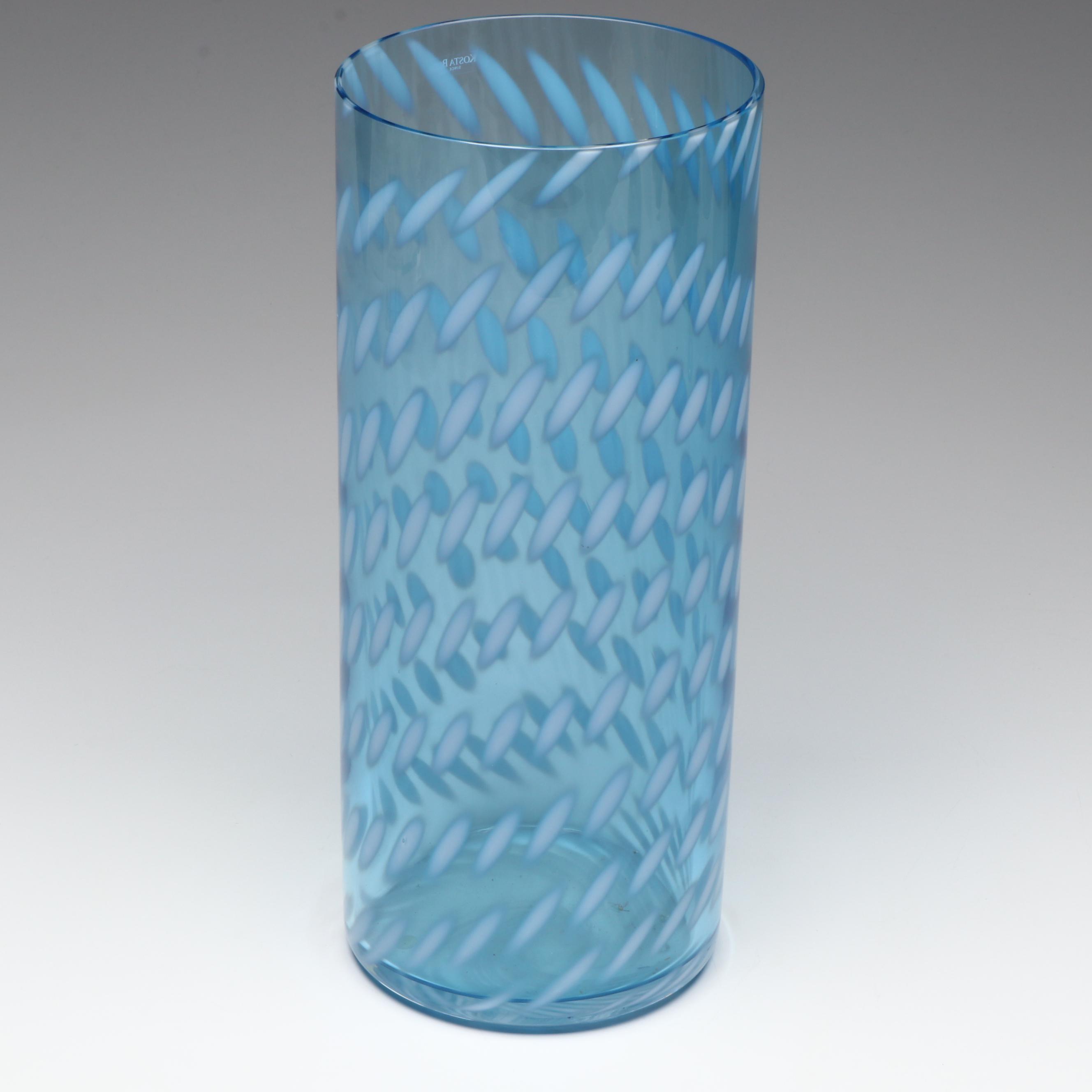 Ann Wahlstrom for Kosta Boda Blue Art Glass Vase