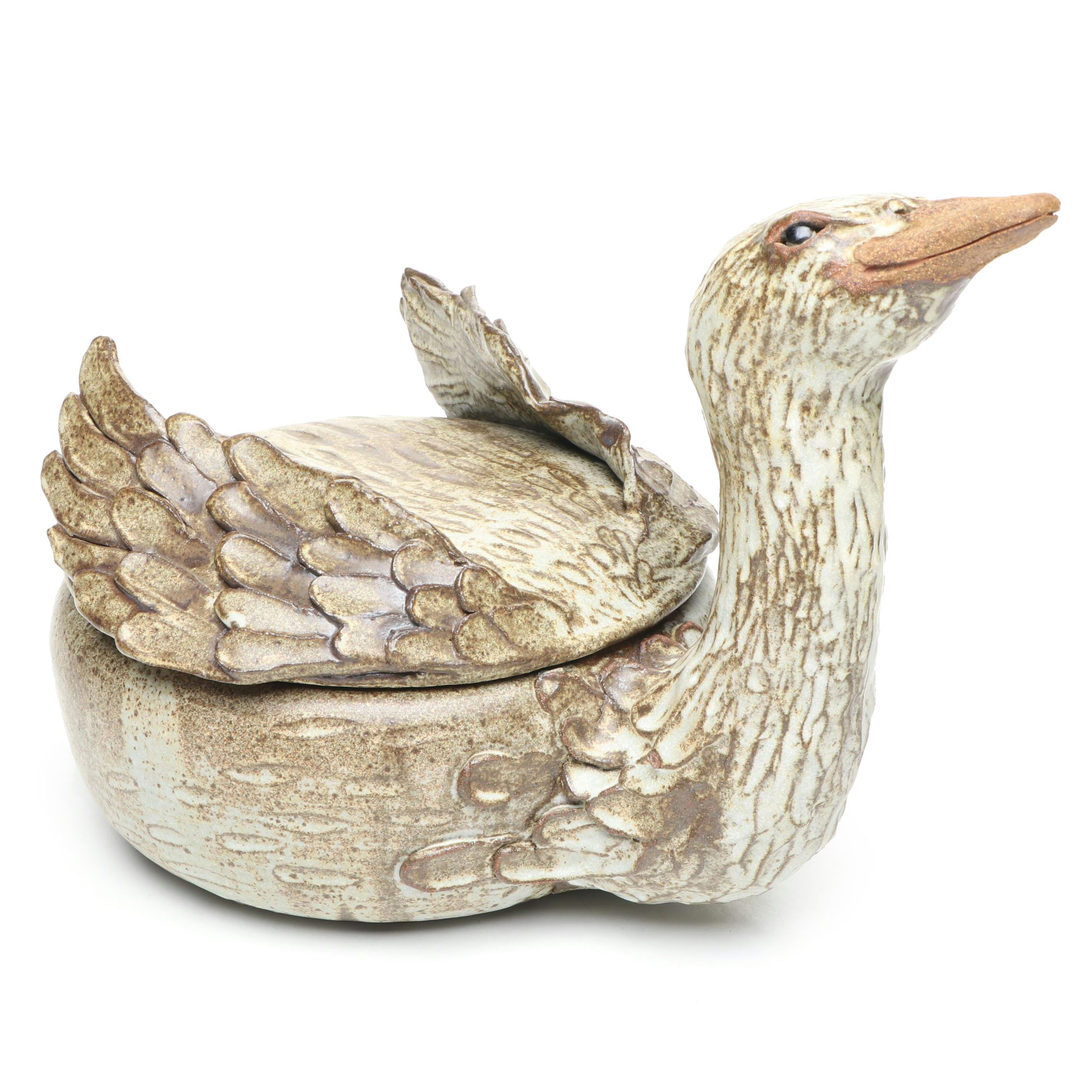 Camp Climax Pottery Swan Lidded Vessel