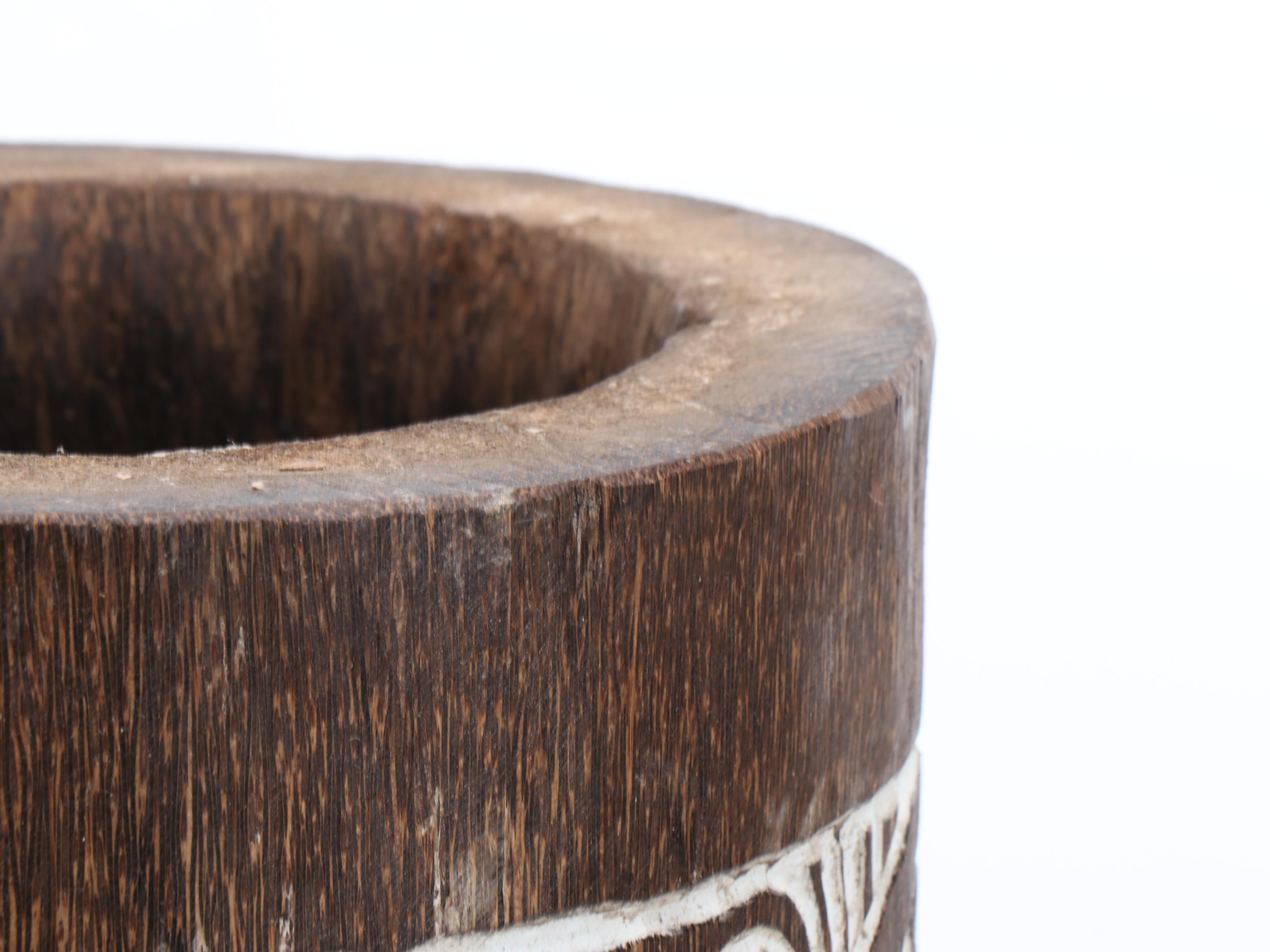 Hand-Carved Palm Tree Trunk Umbrella Stand
