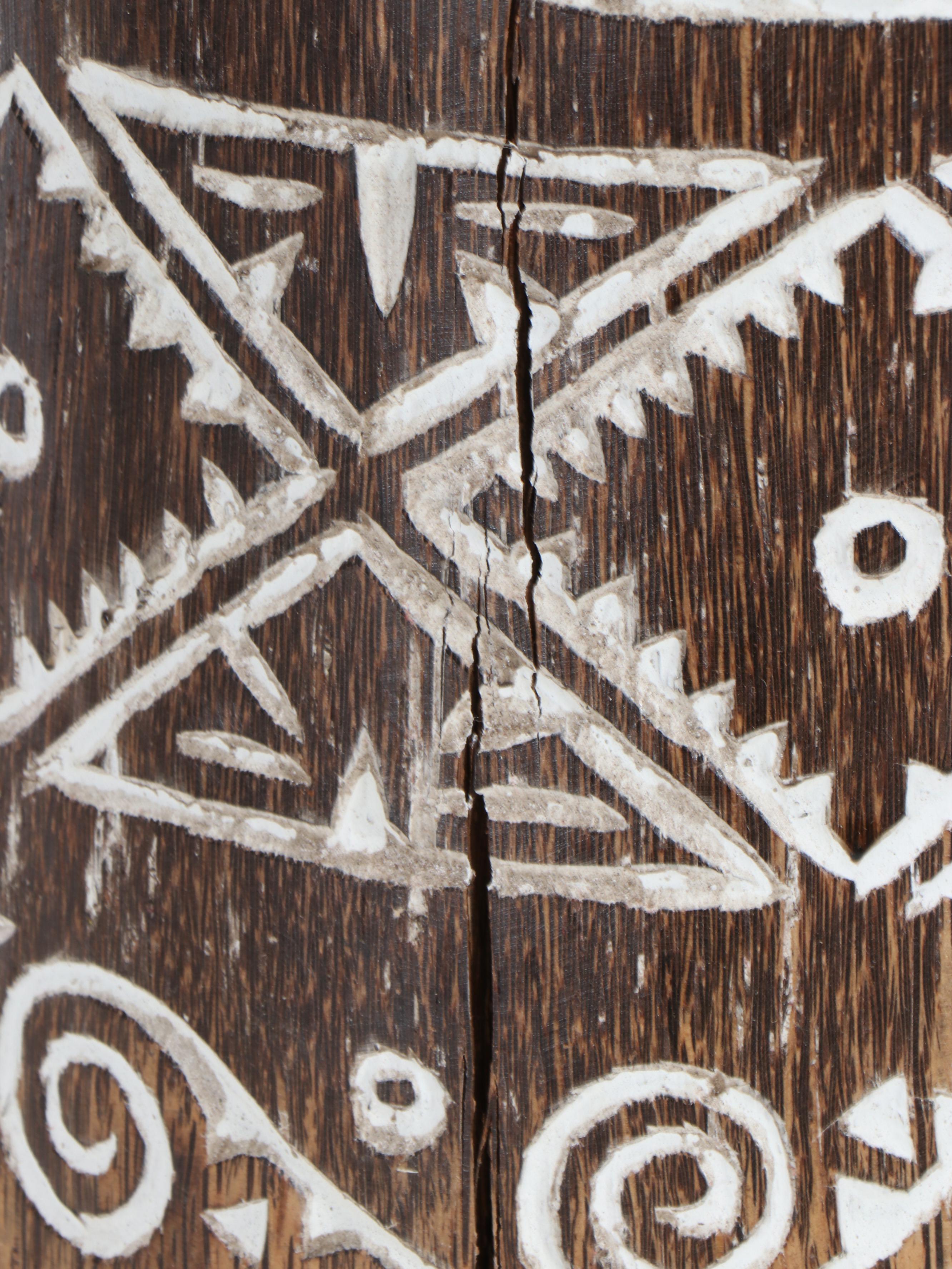 Hand-Carved Palm Tree Trunk Umbrella Stand