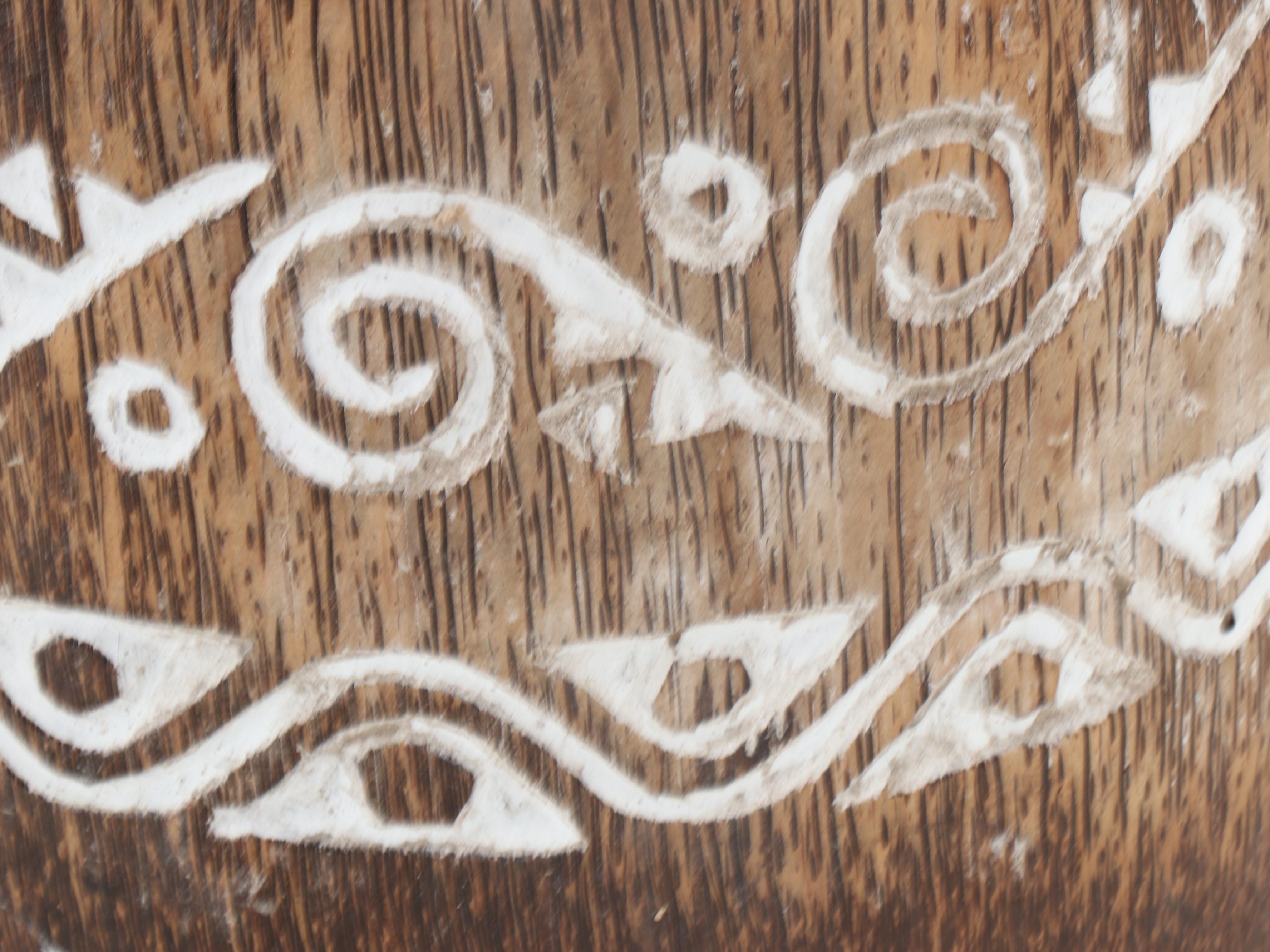 Hand-Carved Palm Tree Trunk Umbrella Stand