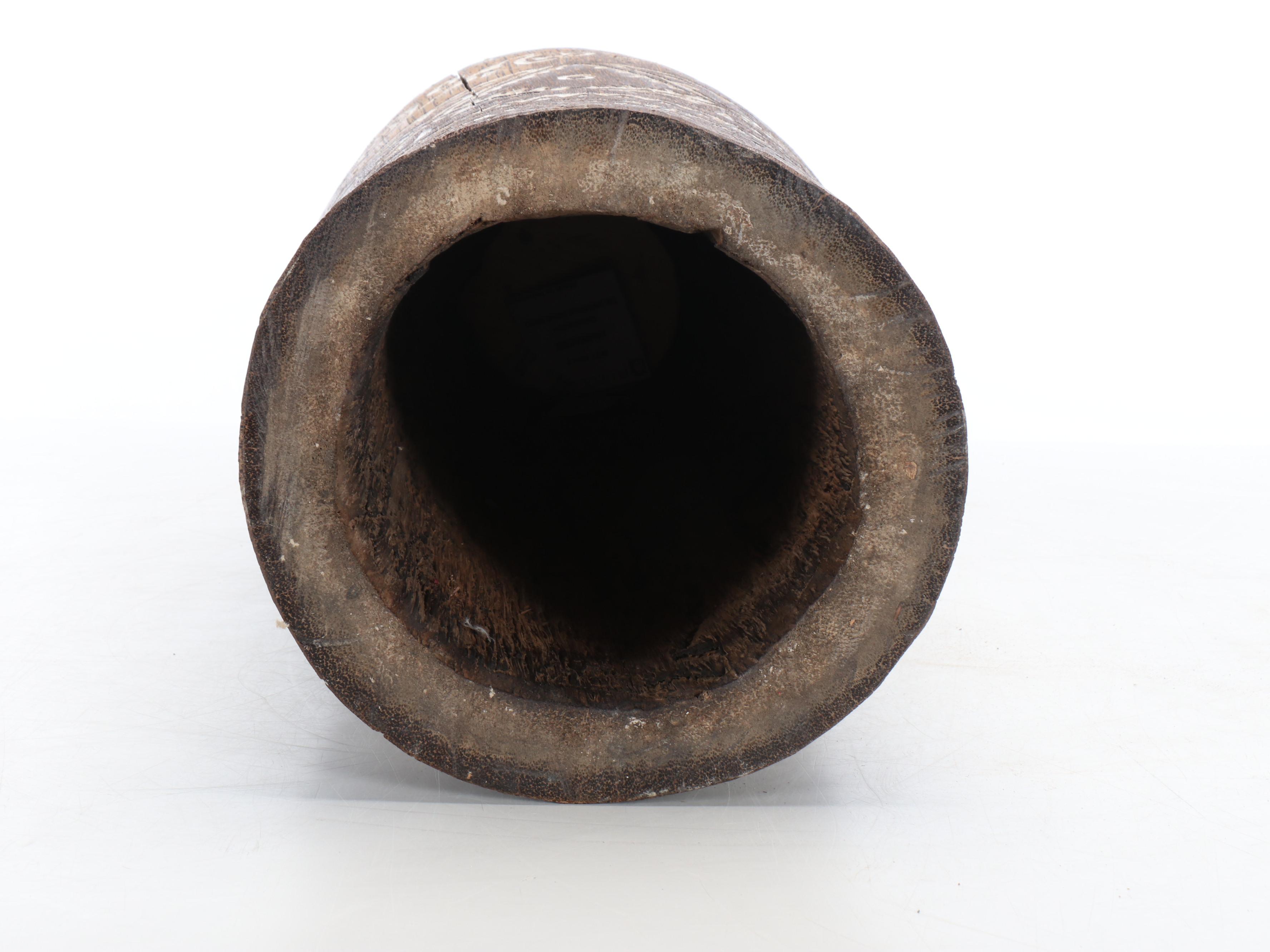 Hand-Carved Palm Tree Trunk Umbrella Stand