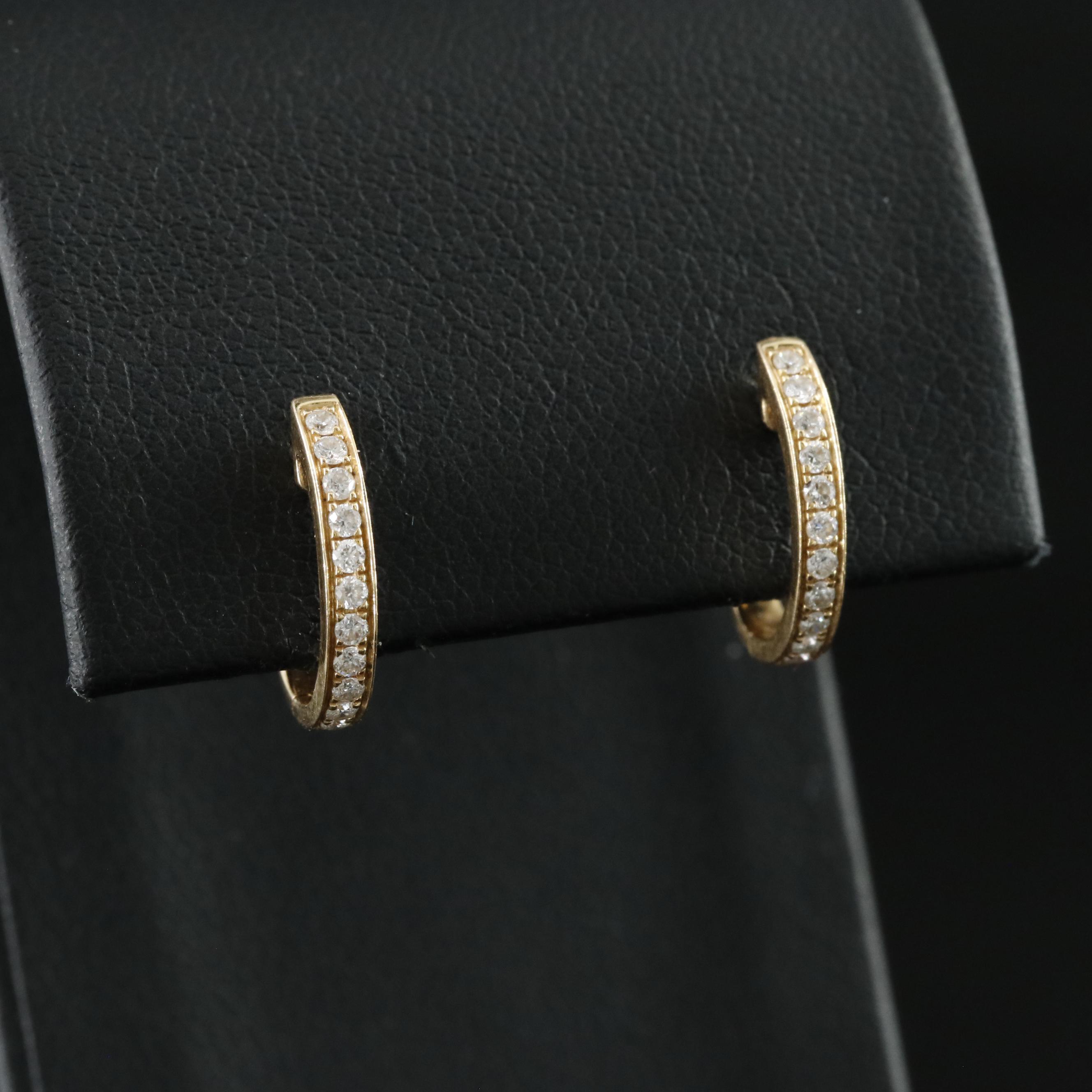18K 0.27 CTW Diamond Hoop Earrings