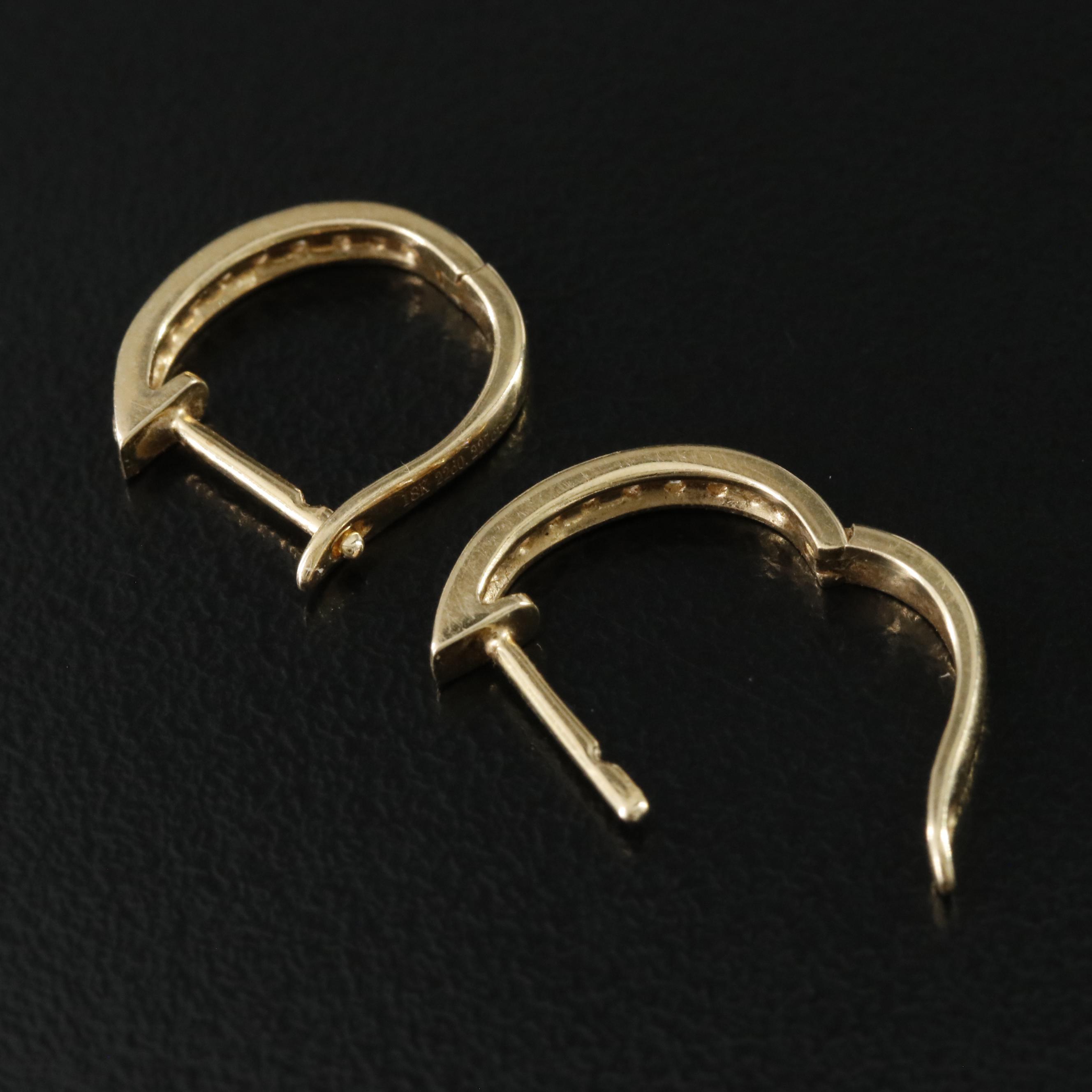 18K 0.27 CTW Diamond Hoop Earrings