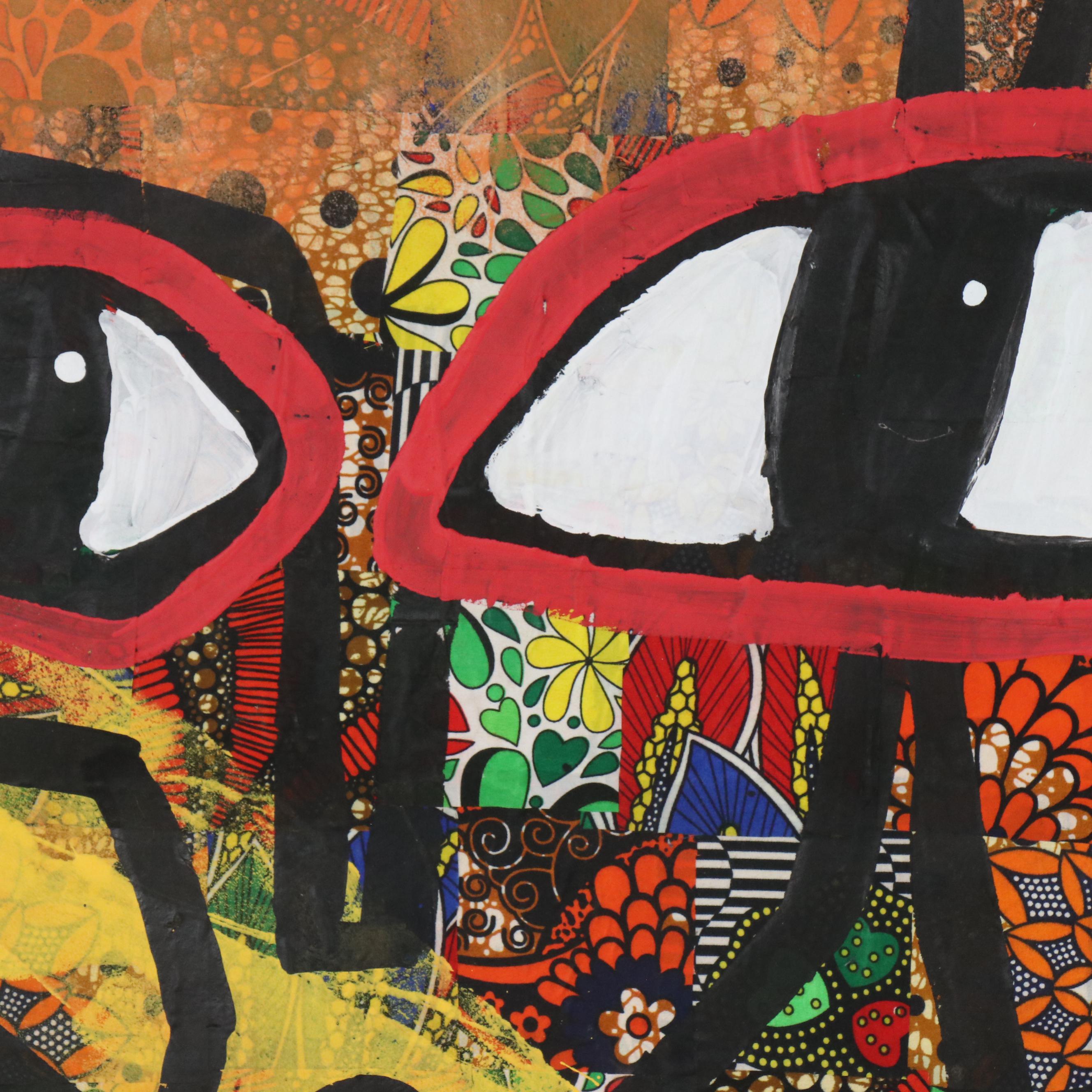 Abiola Idowu Stylized Collage Portrait "Genesis of Affection" 2024