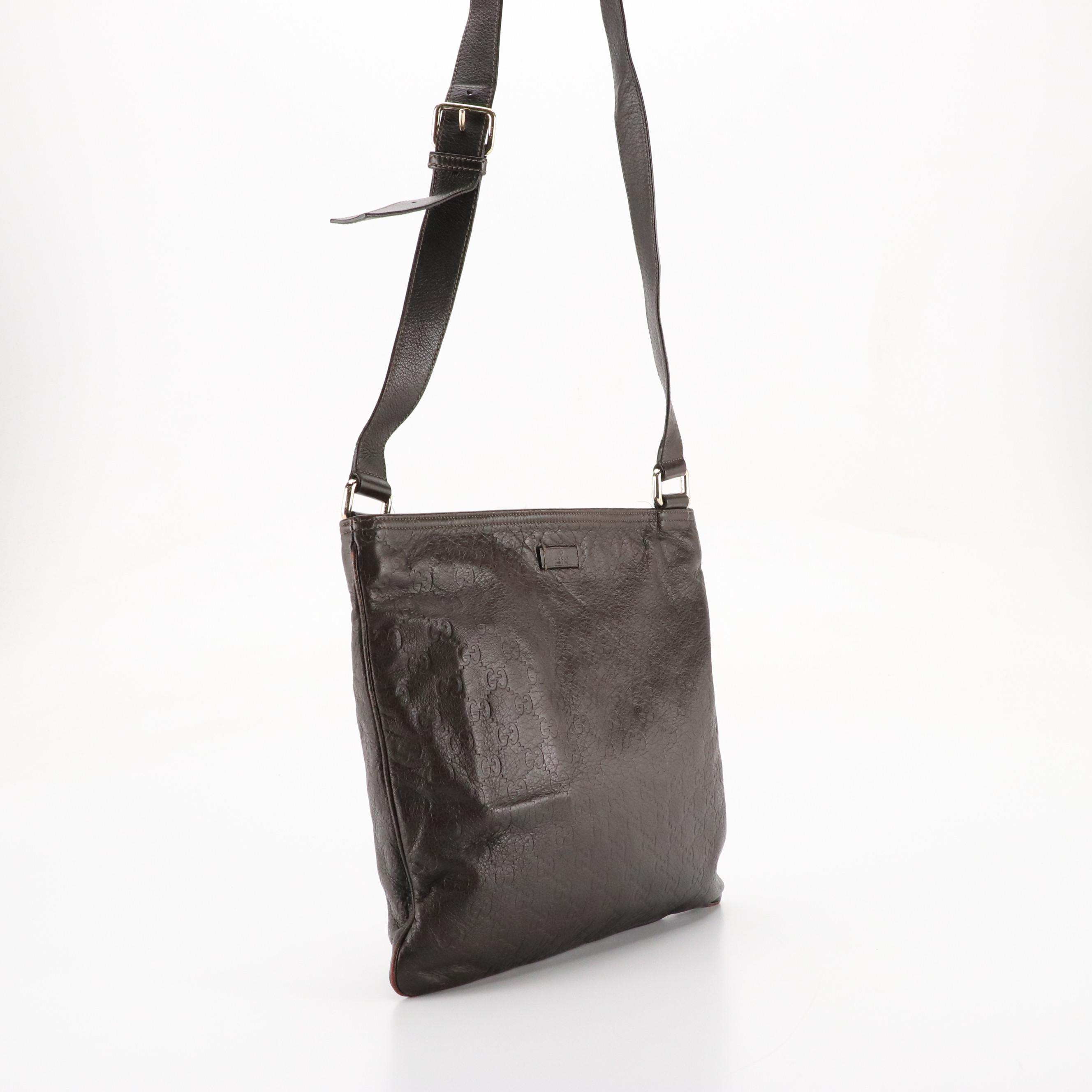 Gucci Brown Guccissima Grain Leather Crossbody Bag