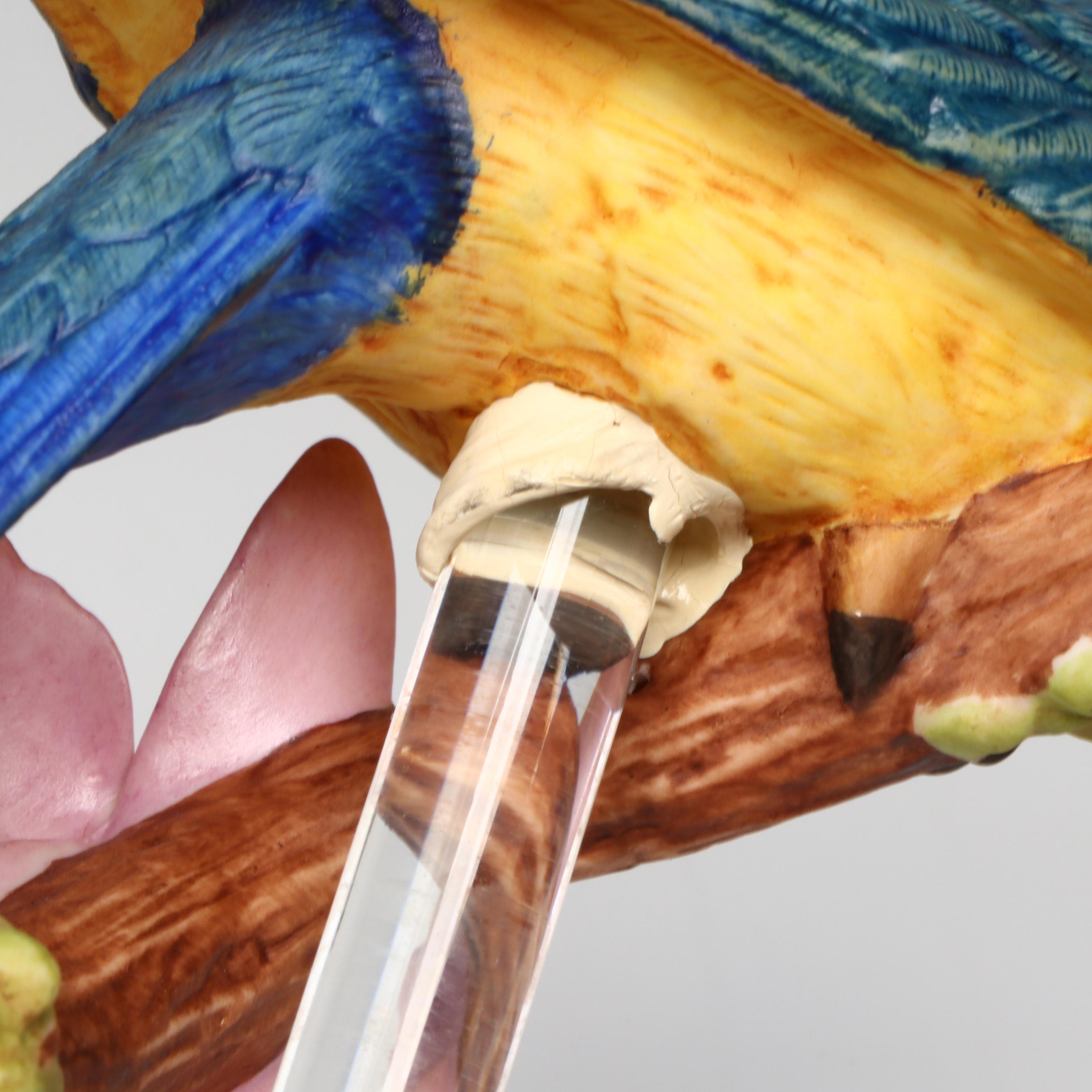 Franklin Mint Tropical Birds of Paradise Porcelain Figures on Glass Base