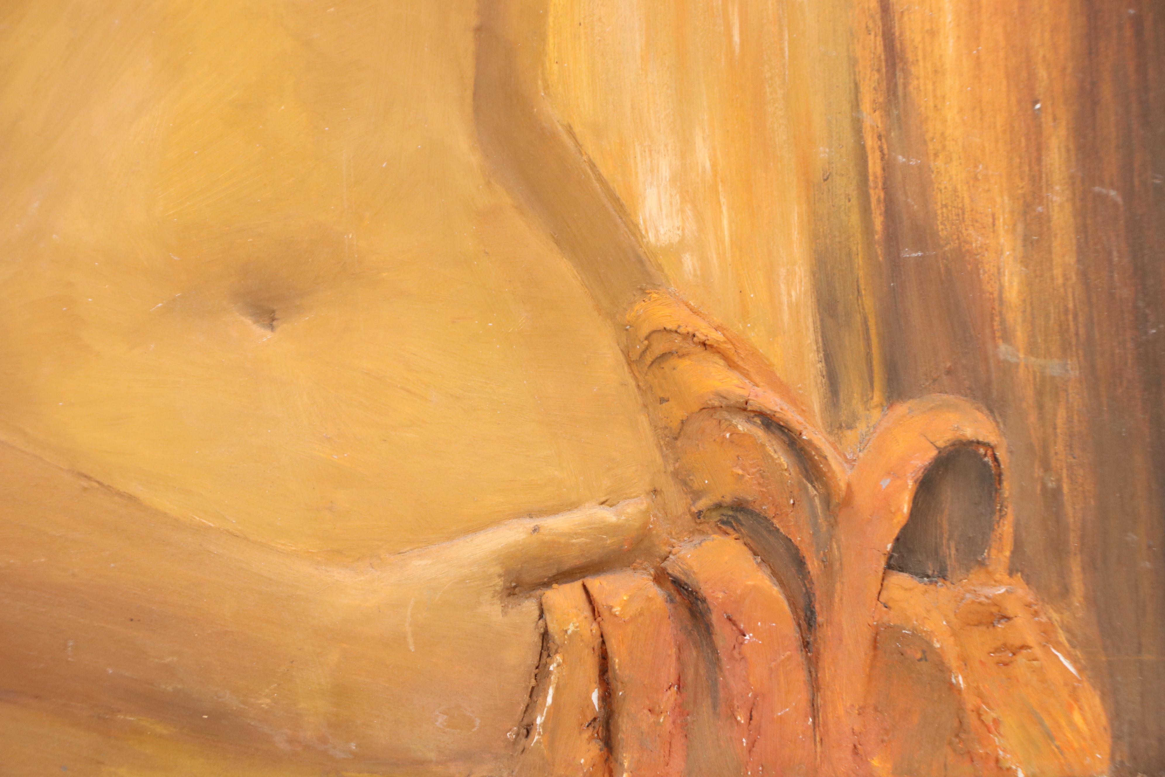 Dimensional Mixed Media Painting of Standing Nude