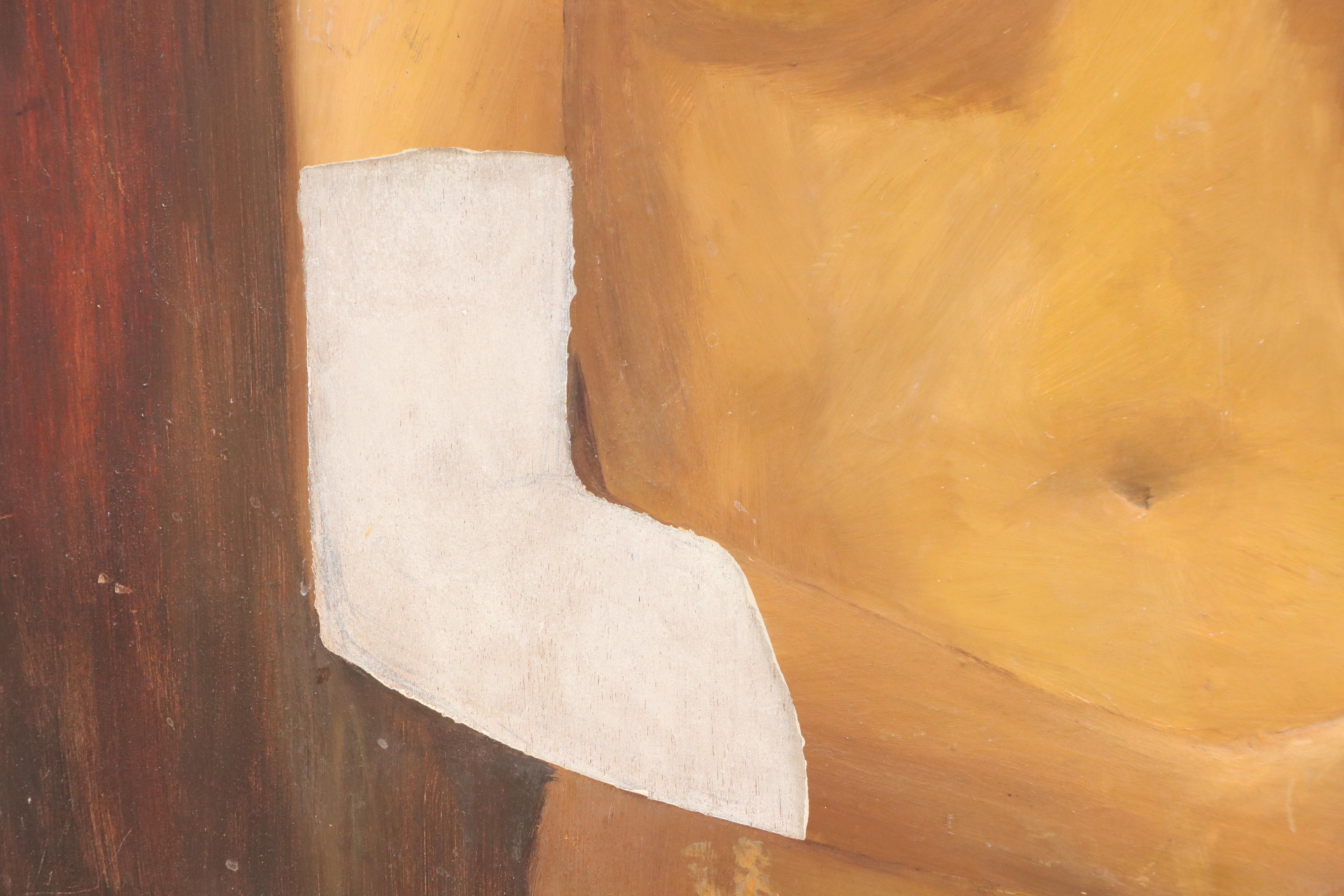 Dimensional Mixed Media Painting of Standing Nude