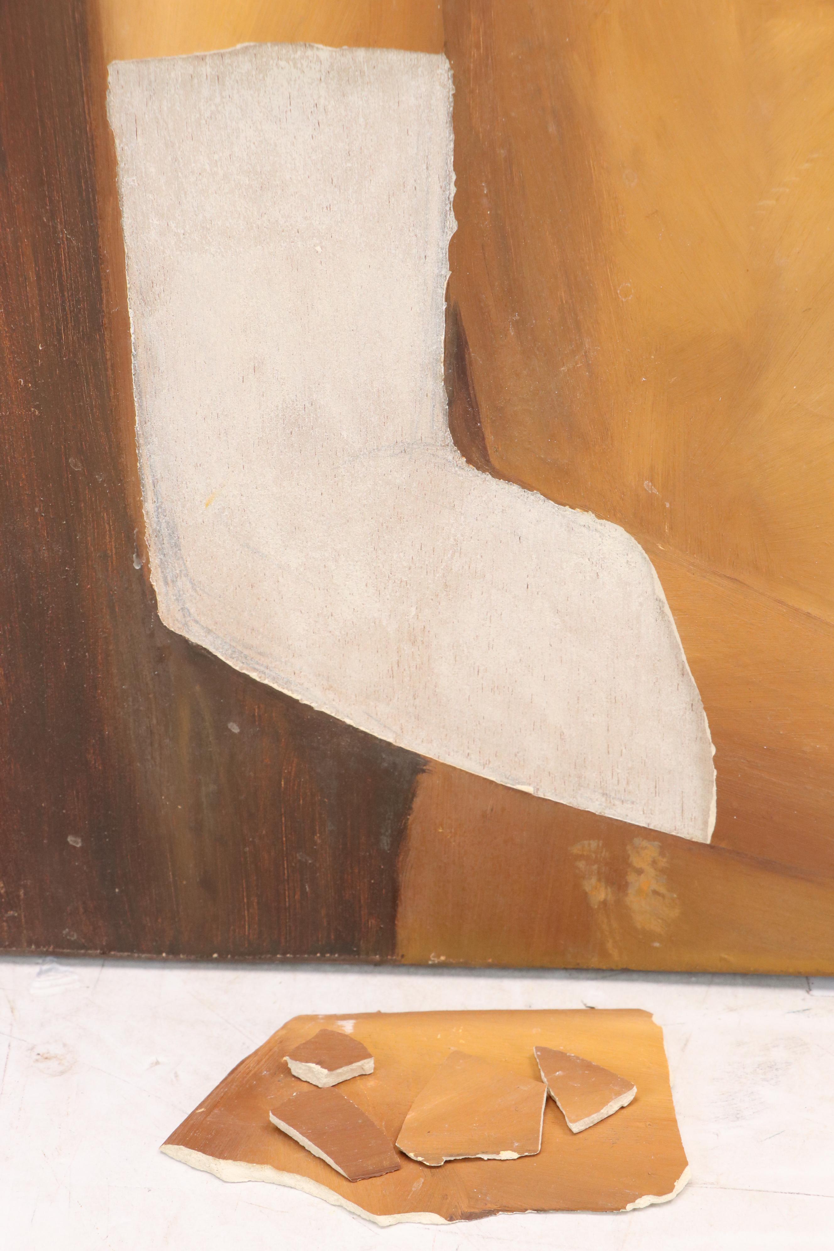 Dimensional Mixed Media Painting of Standing Nude