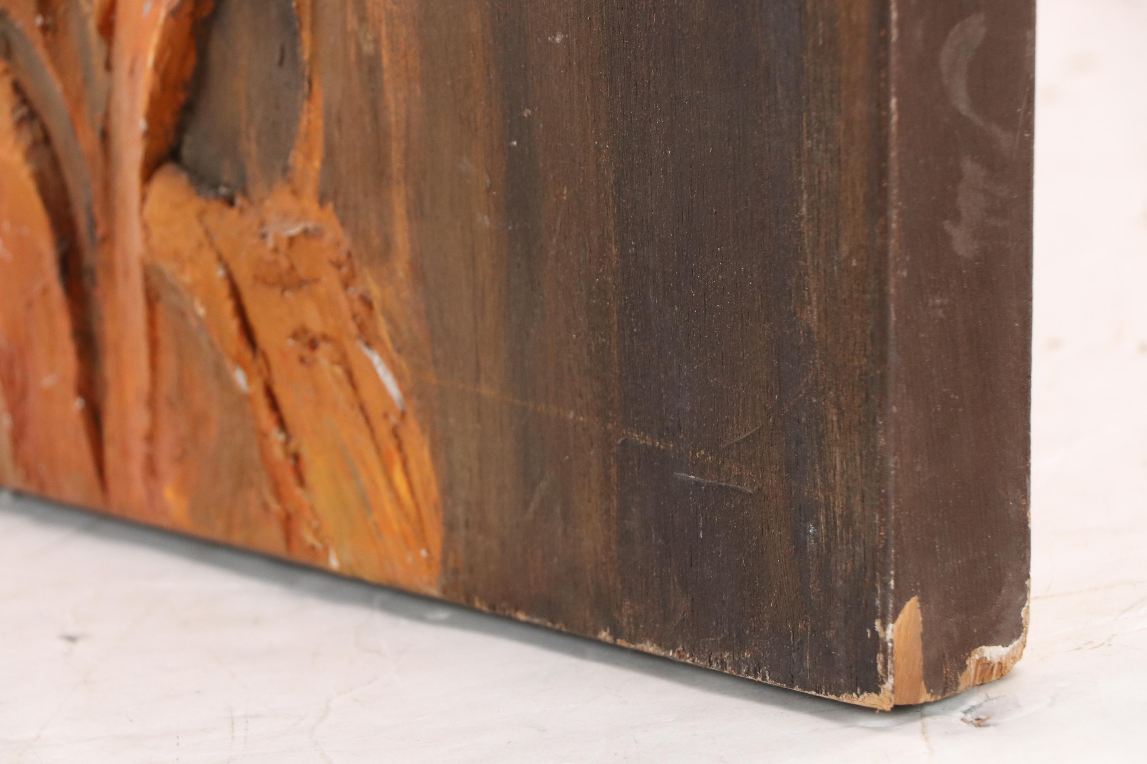 Dimensional Mixed Media Painting of Standing Nude