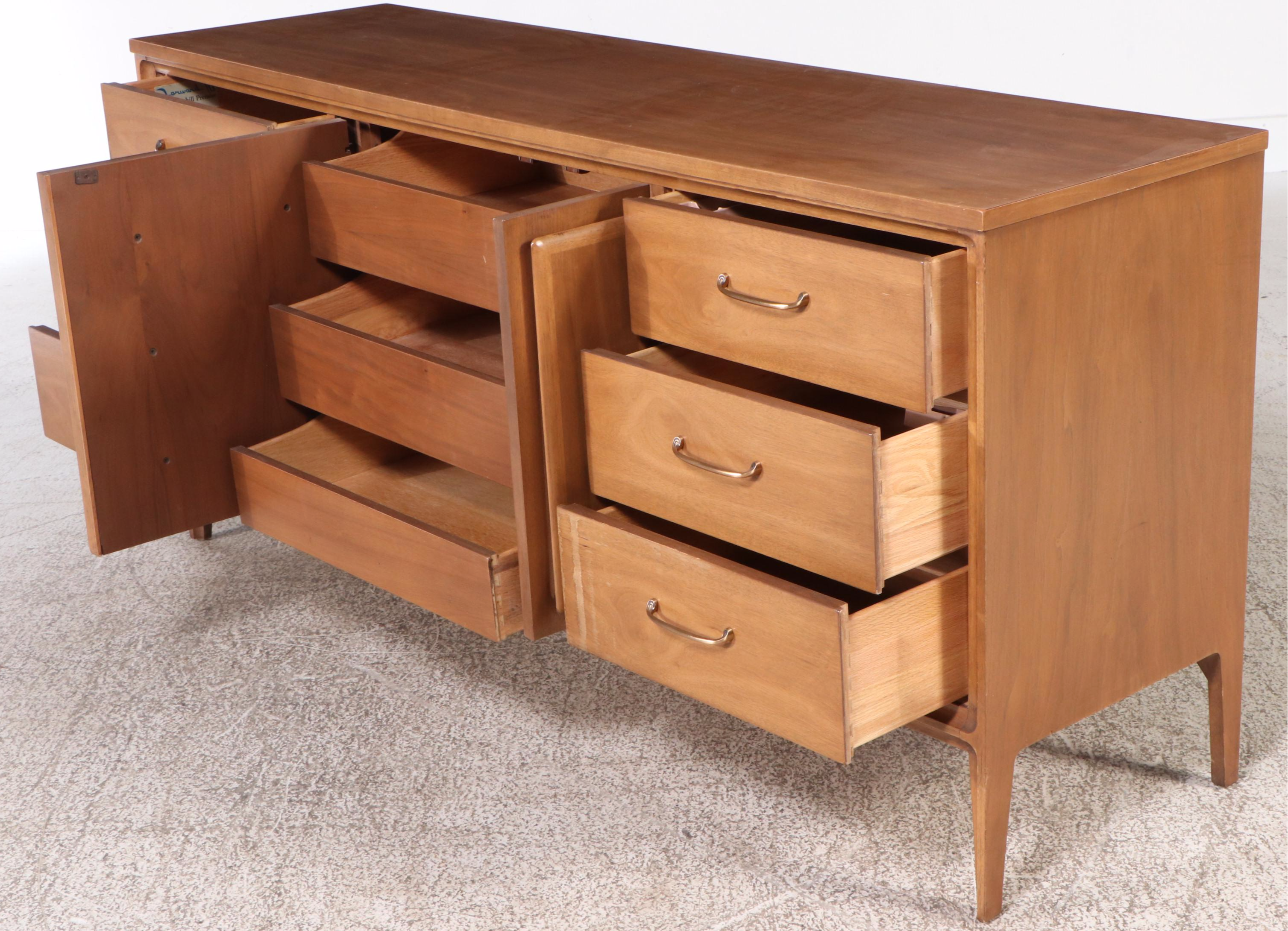 Broyhill Premier "Forward '70" Walnut Dresser with Mirrors, Mid-20th Century