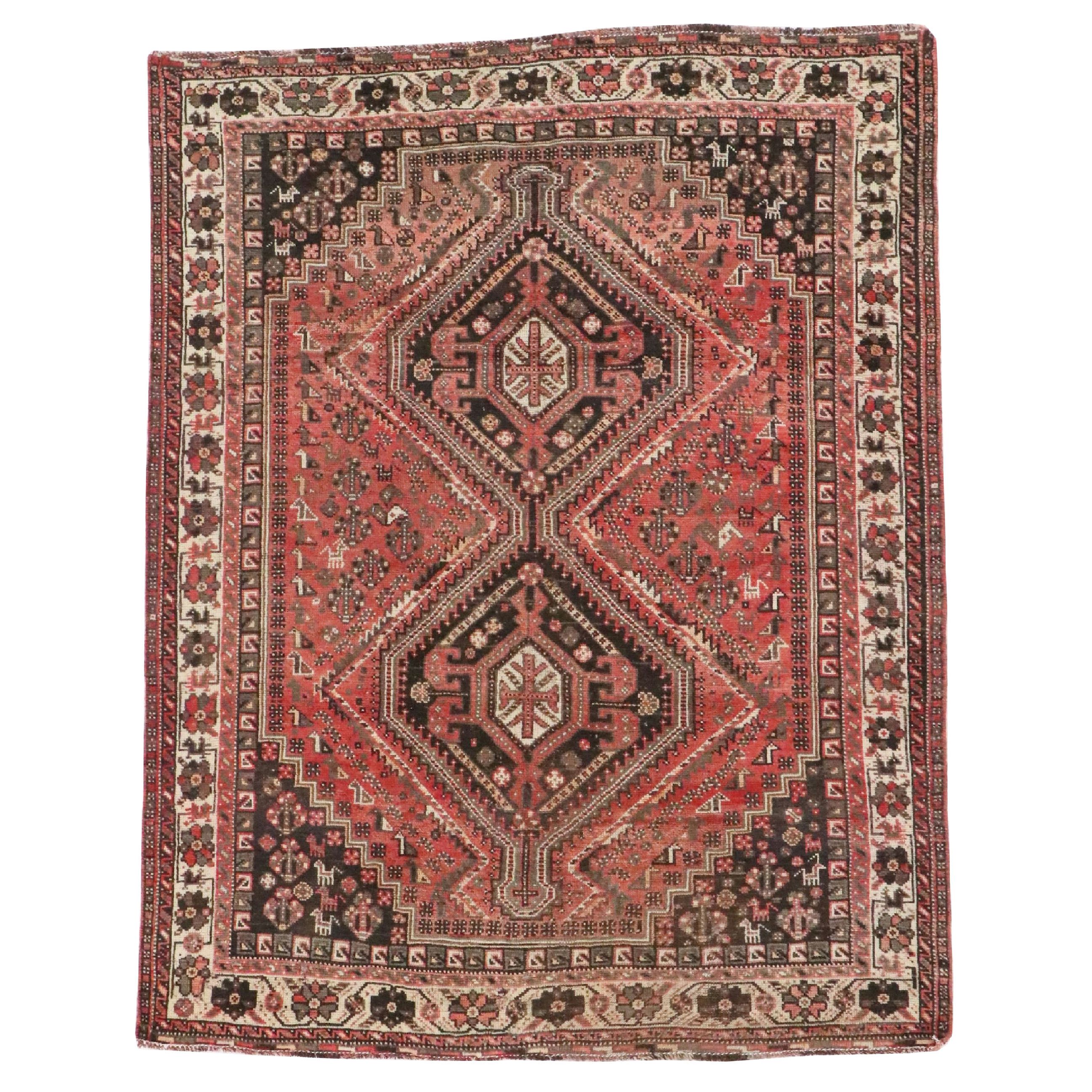 5'3 x 6'9 Hand-Knotted Persian Qashqai Area Rug