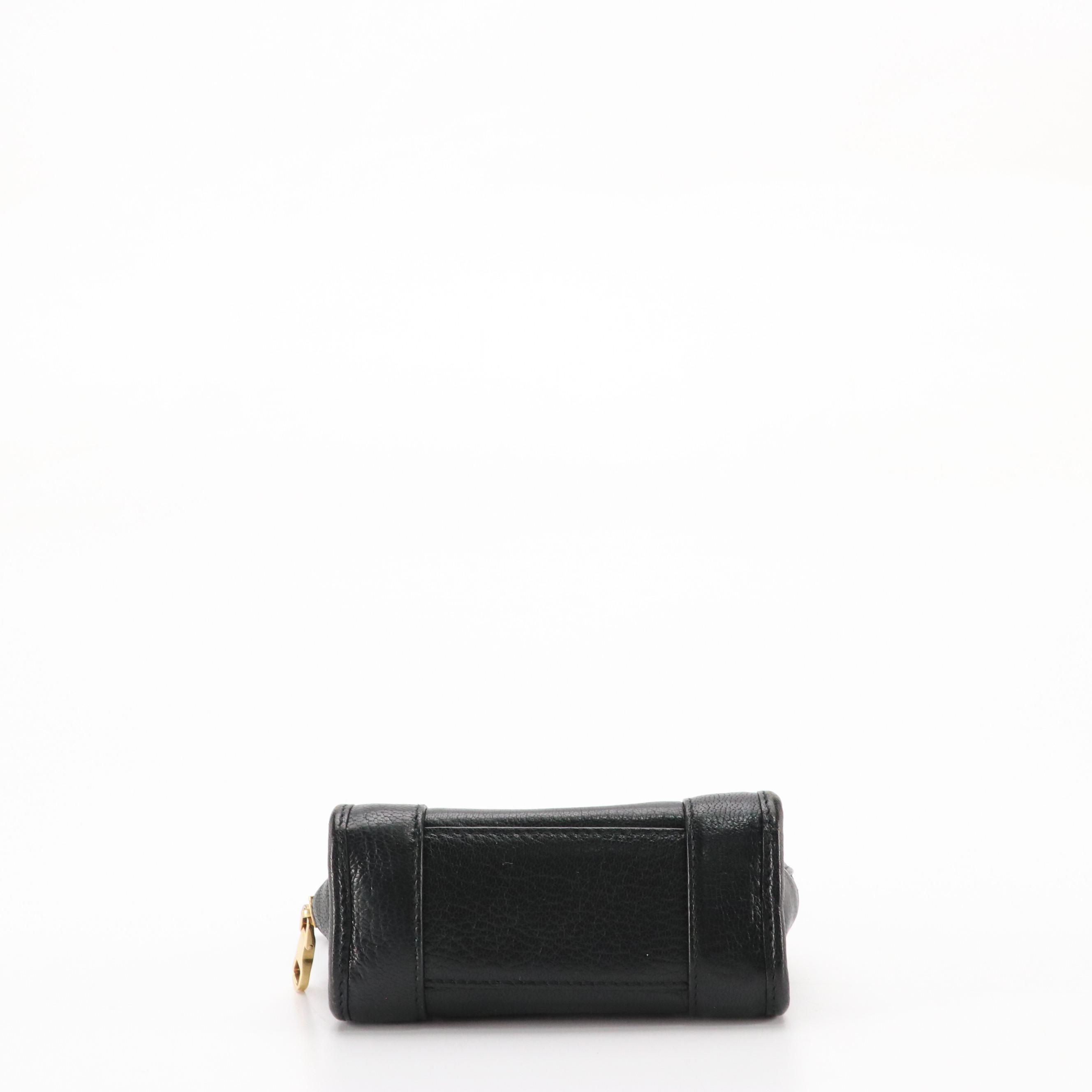 Loewe Micro Amazona Top Handle Bag in Black Grained Calfskin Leather