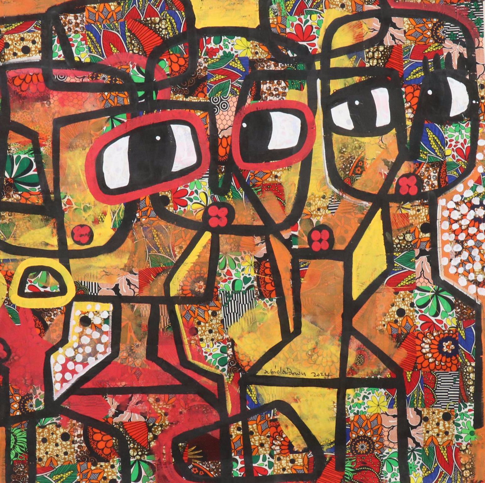 Abiola Idowu Stylized Collage Portrait "Beautiful Community II," 2024