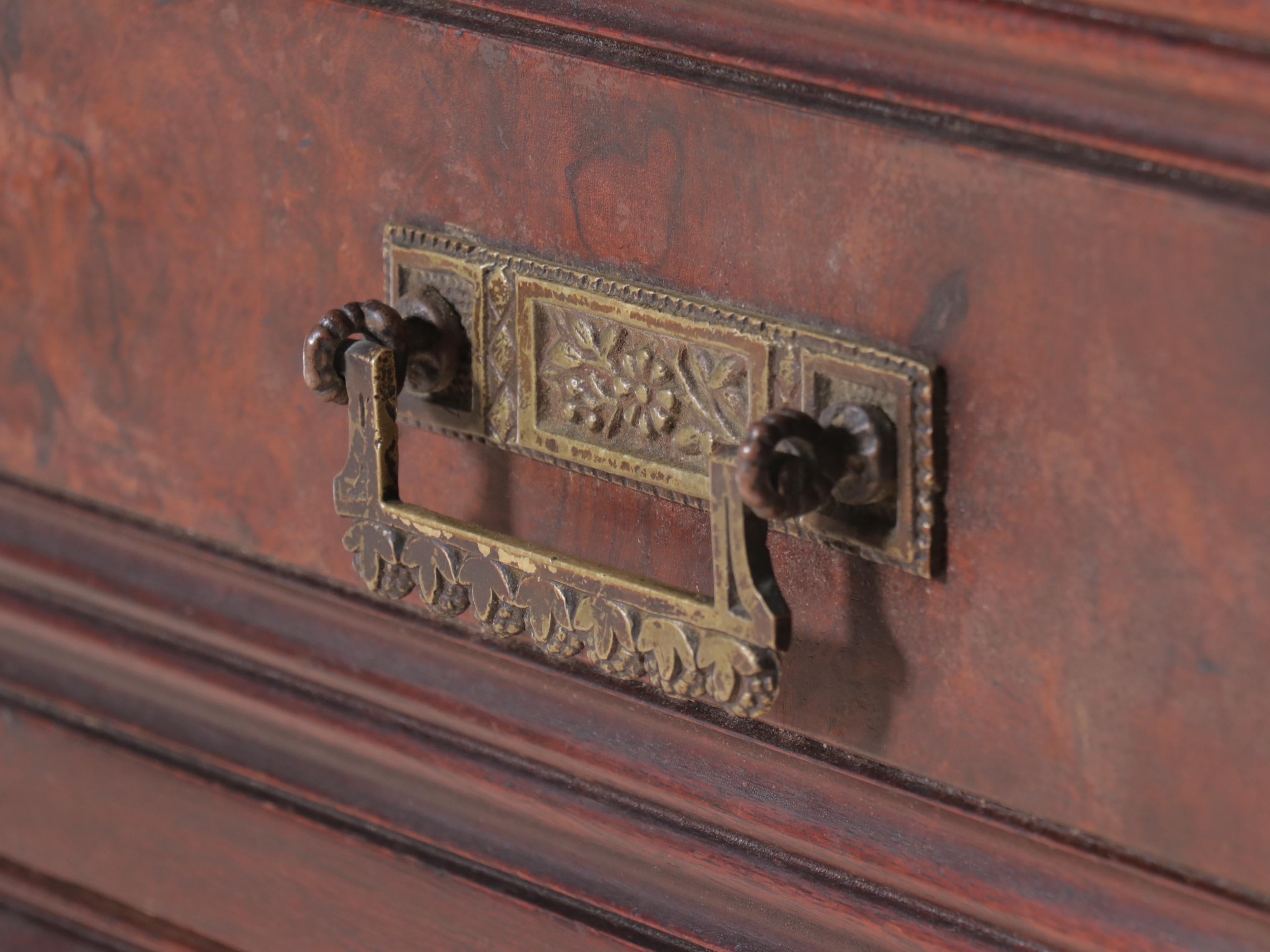 Victorian Burl Wood Five-Drawer Chest, 19th Century