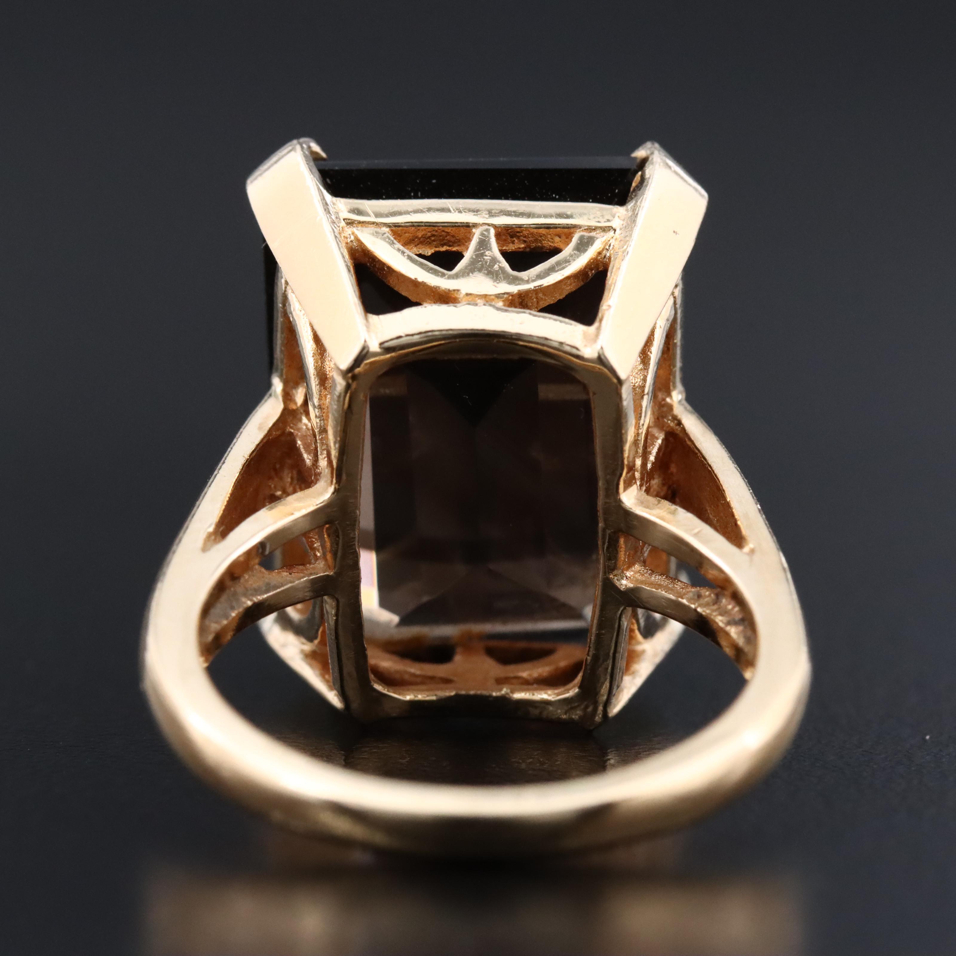Vintage 14K 20.66 CT Smoky Quartz Ring