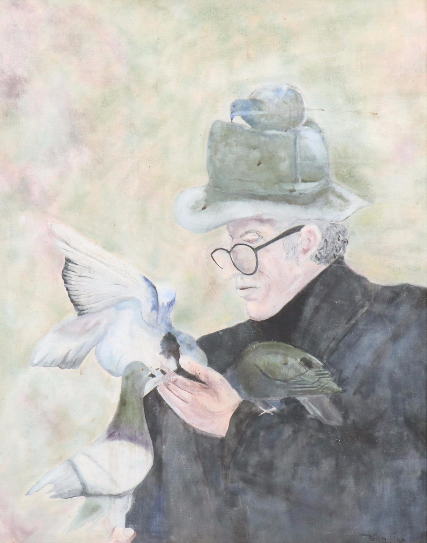 Acrylic Portrait Painting "The Bird Man"