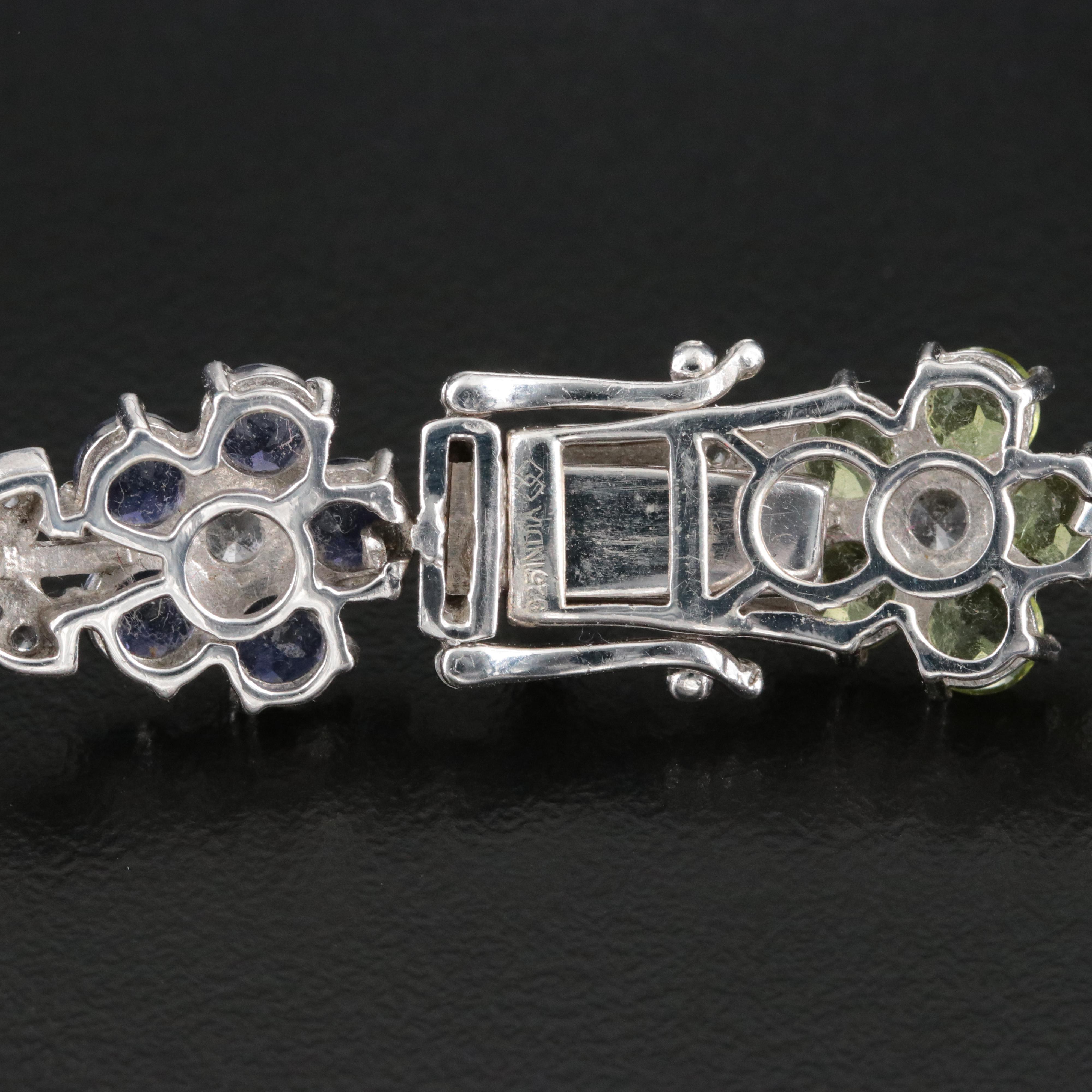 Sterling Gemstone Flower Bracelet