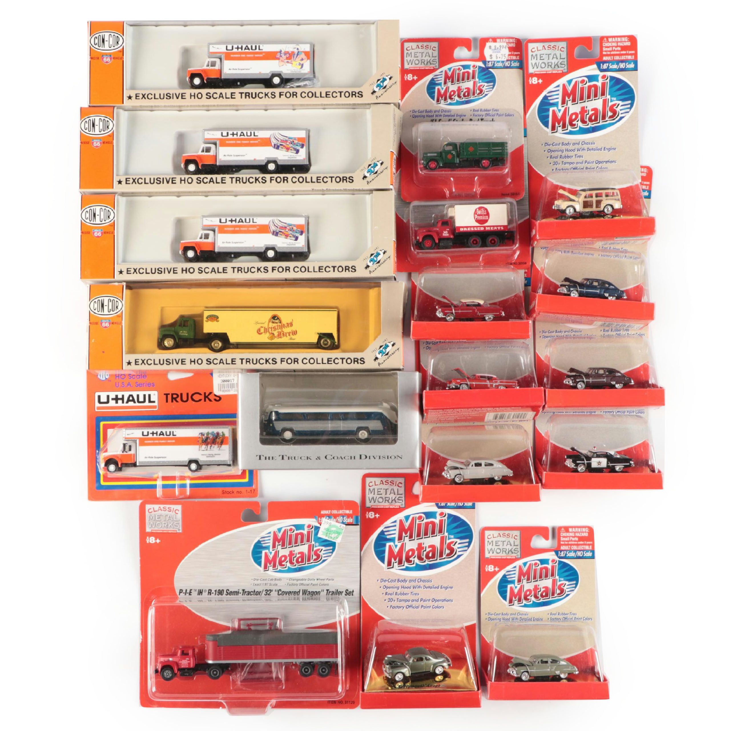 Con-Cor "U-Haul Supermovers" and Classic Metal Works "Mini Metals" Toy Cars