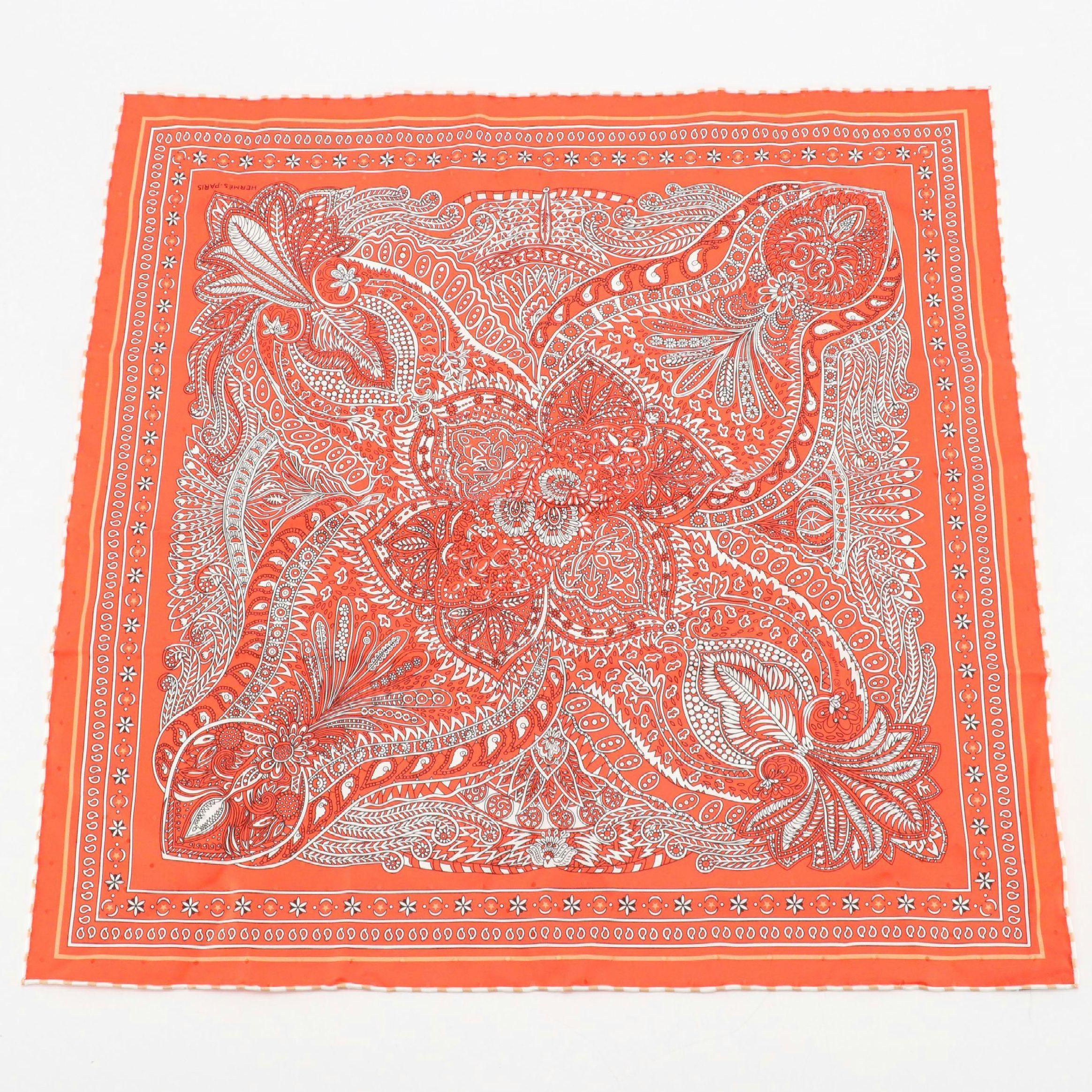 Hermès "Peuple du Vent" Silk Jacquard Bandana Scarf 55